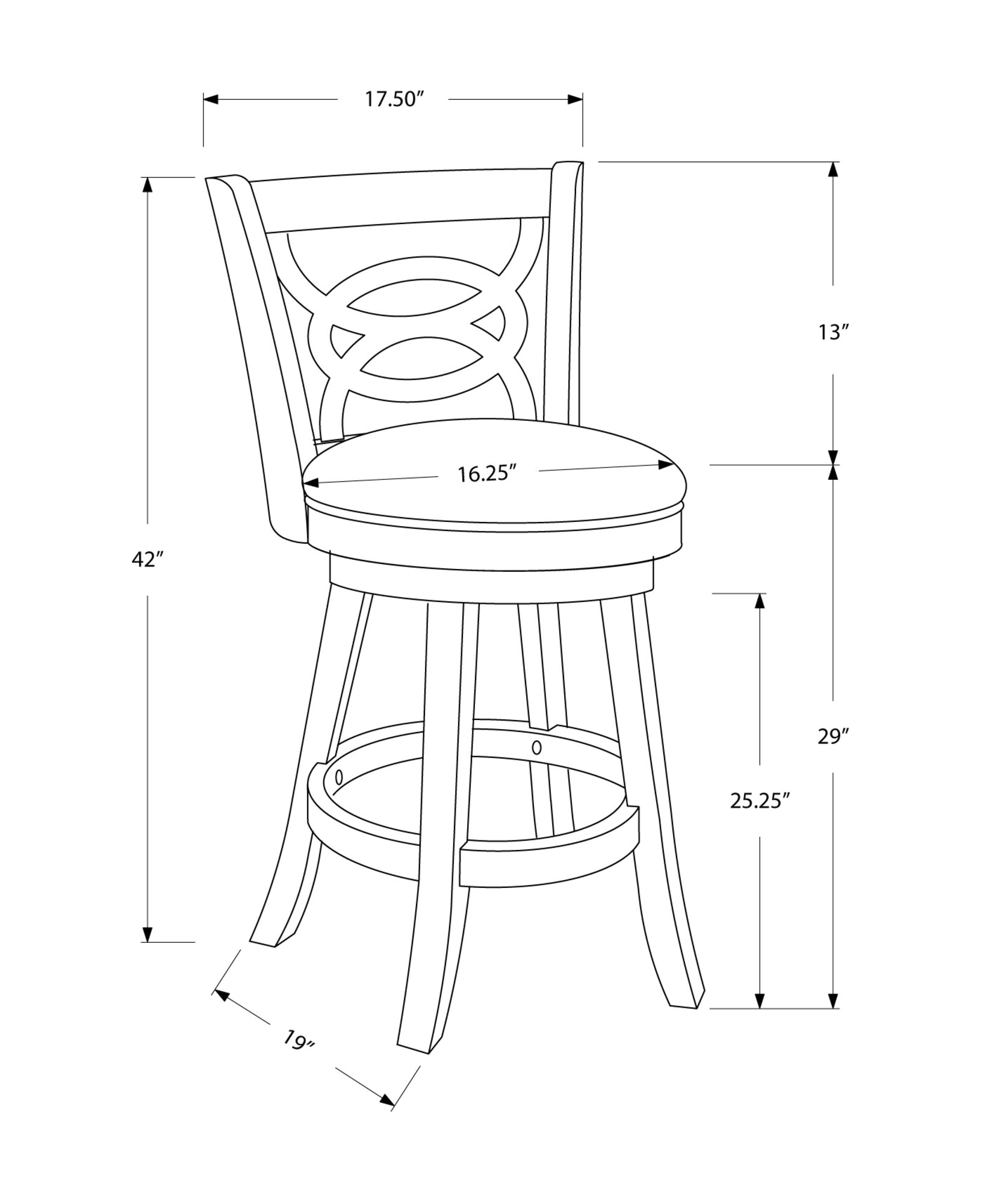 Dark Oak Swivel Bar Stools Set of 2 - 42 Inch Bar Height Counter Stools for Kitchen Island, Breakfast Nook & Home Bar - Modern Swiveling Pub Chairs with Comfortable Back Support