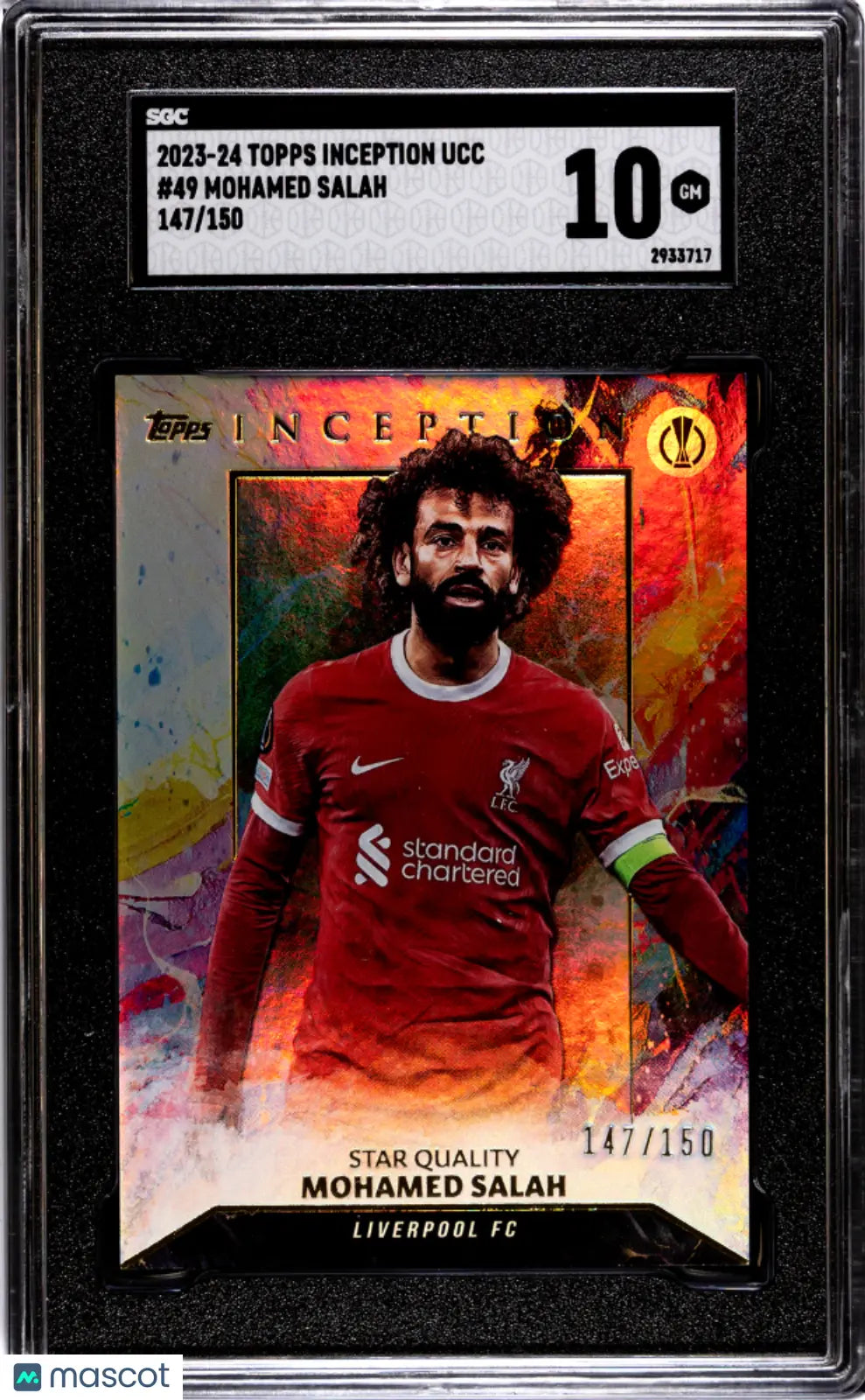 2023 Topps Inception UCC Mohamed Salah SGC 10 Gem Mint 1/150 Limited Edition #49 Soccer Trading Card - Perfect for Collectors, Investors & Sports Memorabilia Enthusiasts