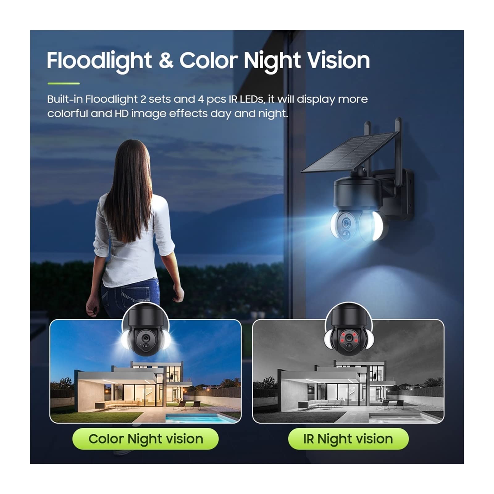 5MP Solar Security Camera Wireless Outdoor - 4G SIM/WiFi PTZ Surveillance IP Camera with Motion Detection & 64GB Storage - Ideal for Home, Farm, and Business Security Monitoring