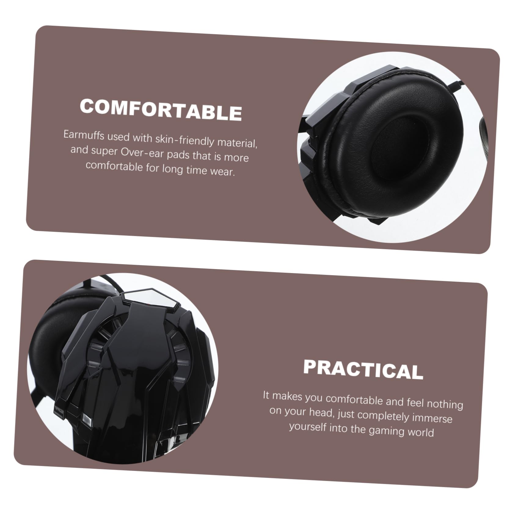 Housoutil Gaming Headset with LED Lights - Stretchable Over-Ear Headphones for PC, PS4, Xbox - Noise Cancelling Mic for Online Gaming & Video Calls - Perfect for Esports, Streaming & Remote Work