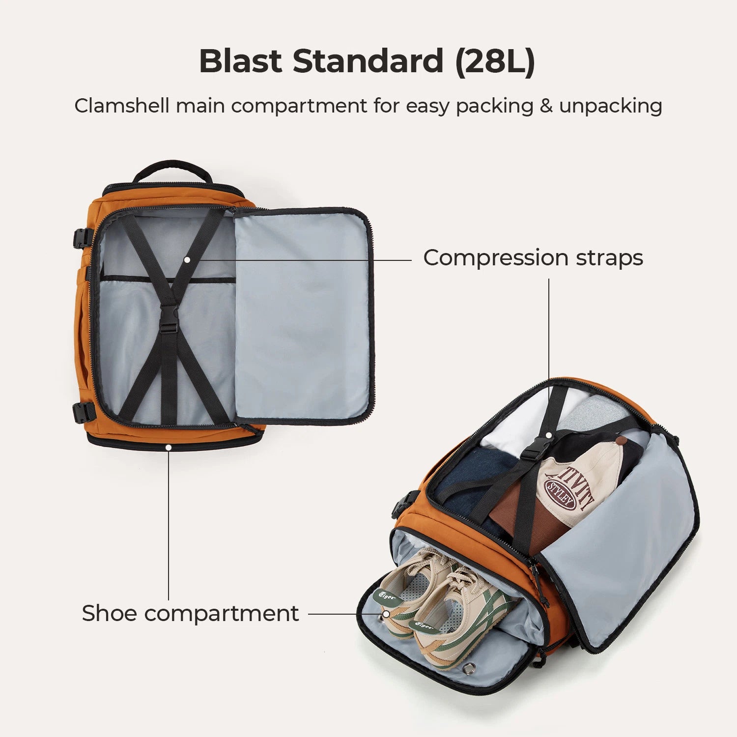 Blast Travel Backpack - Lightweight Waterproof Carry-On Backpack for Men & Women - Perfect for Airplane, Hiking, Camping & Daily Commute