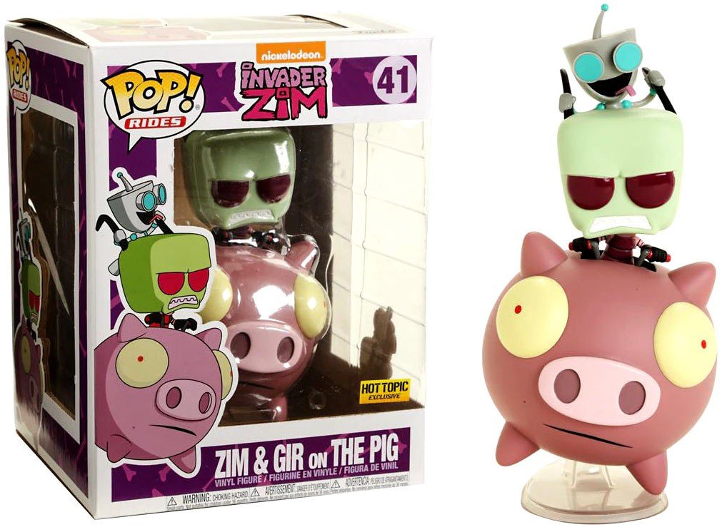 Funko Pop! Rides #41 Invader Zim: Zim and Gir on The Pig - Collectible Vinyl Figure Set - Perfect for Anime Fans & Pop Culture Collectors - Great for Display, Gifts, and Office Decor