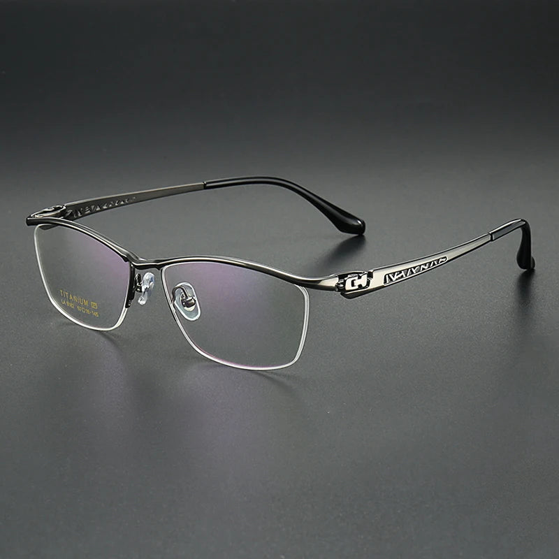 Aror Men's Semi-Rimless Square Oval Titanium Eyeglasses Frame 96162 - Lightweight Durable Glasses for Work, Reading & Everyday Wear