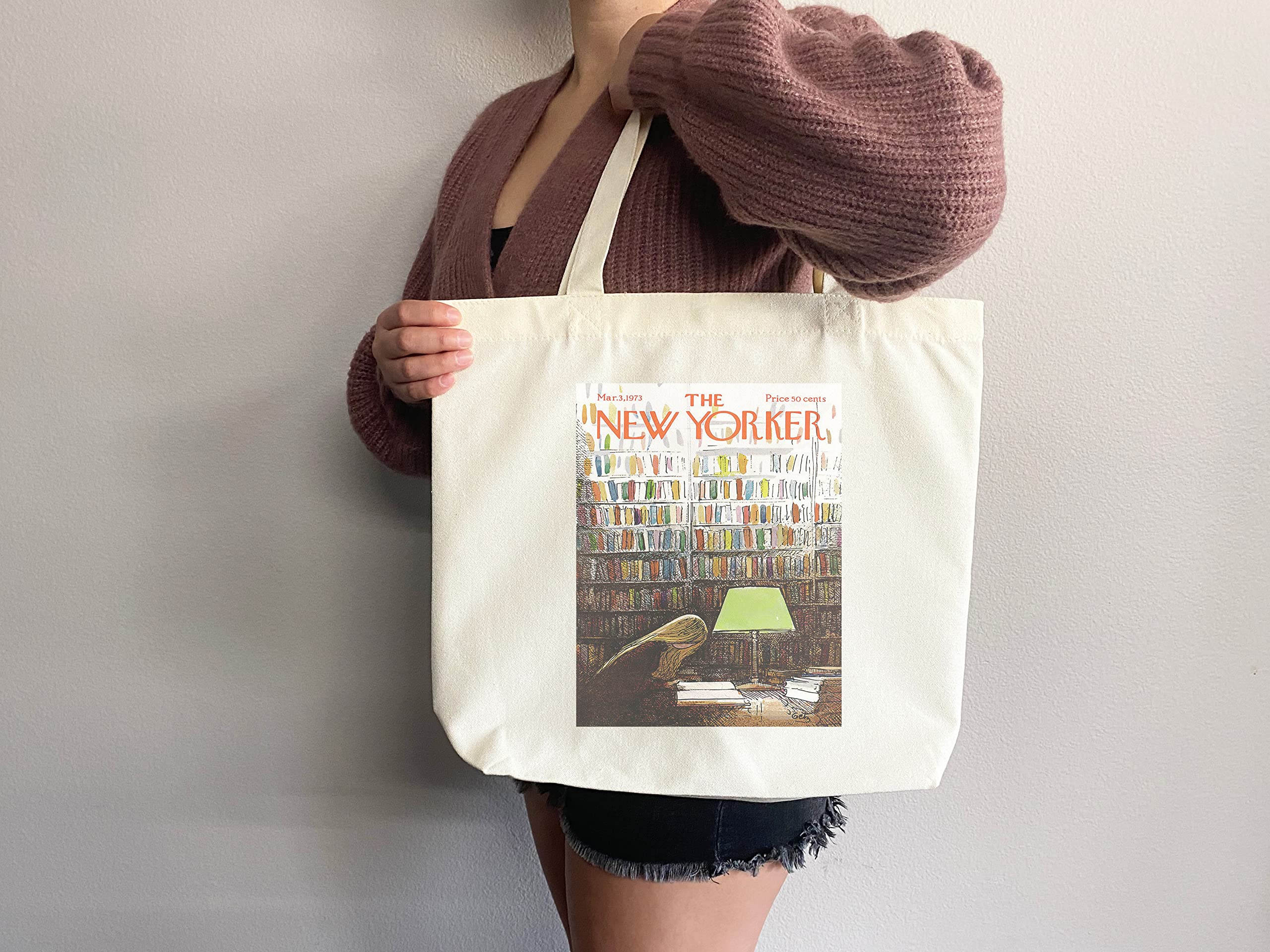 The New Yorker Magazine Tote Bag - Stylish Canvas Art Tote for Everyday Use, Shopping & Beach - Aesthetic Reusable Grocery Bag with New Yorker Cover Design