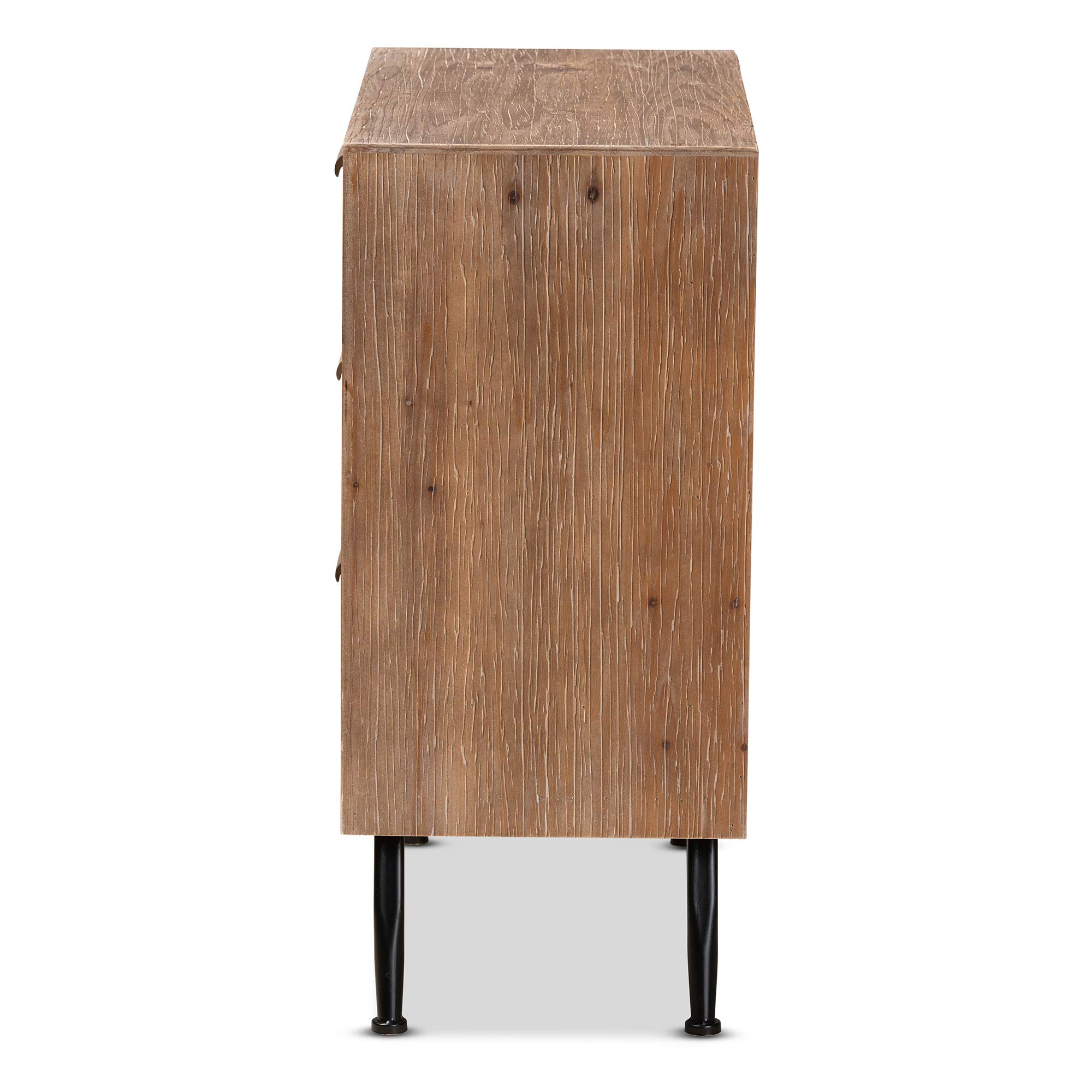 Baxton Studio Calida Mid-Century Modern 3-Drawer Storage Cabinet - Whitewashed Natural Brown Wood & Rattan - Perfect for Bedroom, Living Room, or Home Office Organization