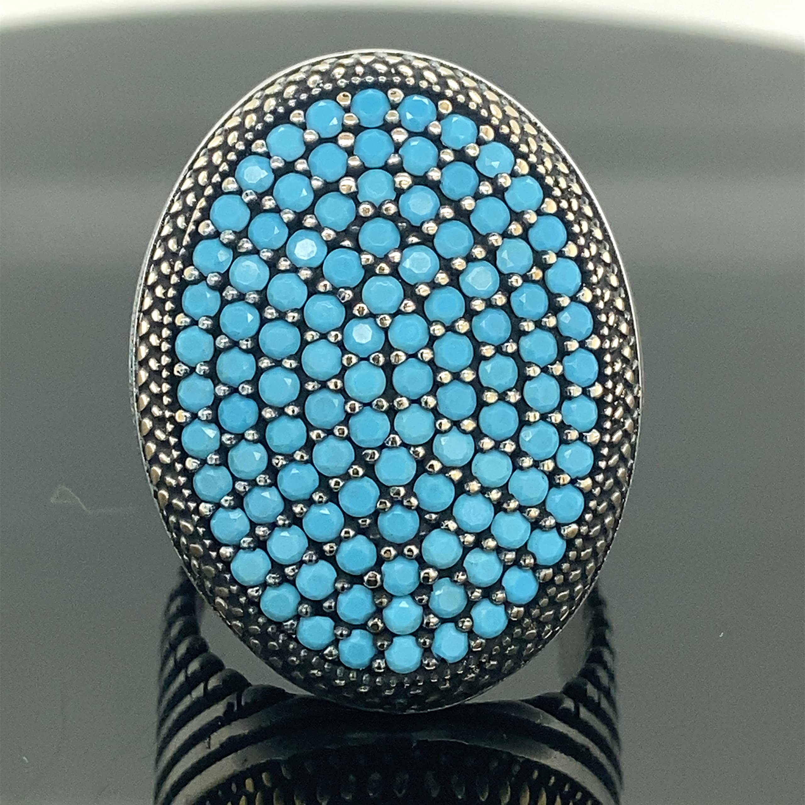 Handmade 925 Sterling Silver Turquoise Stone Ring - Ottoman Style Turkish Jewelry for Women, Gift for Her, Perfect for Weddings & Special Occasions