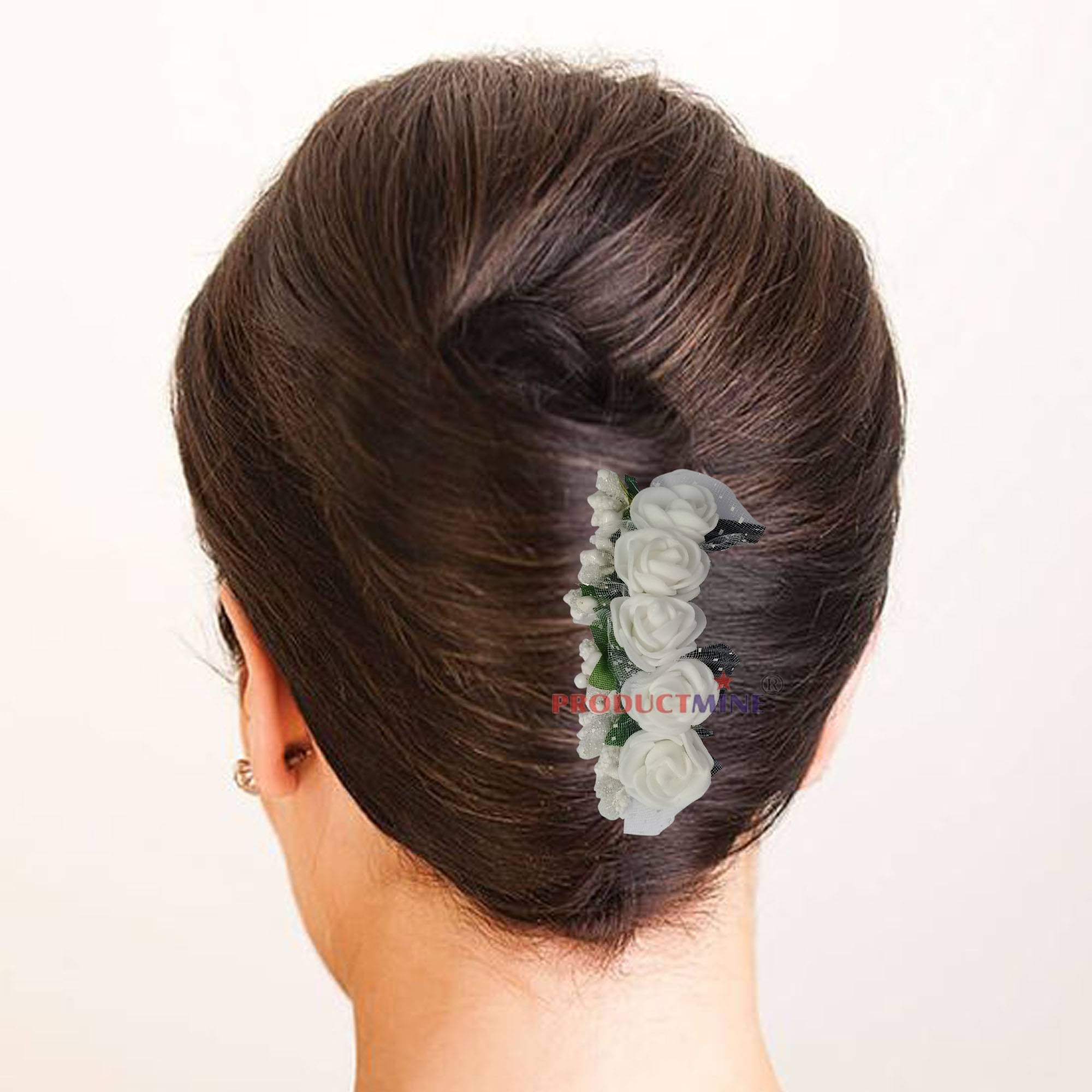 PRODUCTMINE® Floral Hair Comb - White Artificial Flower Hair Accessories for Women & Girls - Wedding Bridal Hair Pins - 1 Piece | Perfect for Weddings, Proms, Parties & Special Occasions