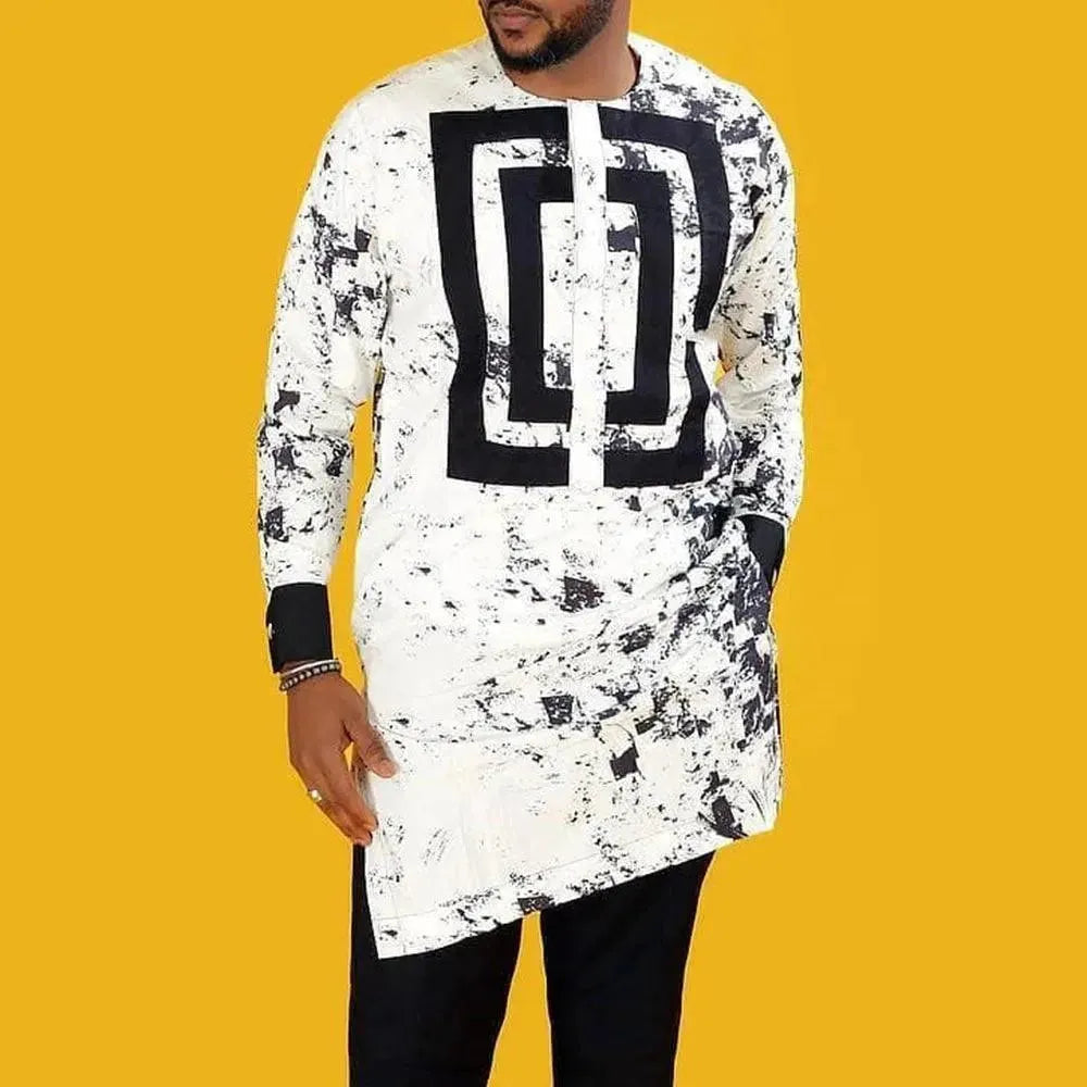 Stylish Men's Bold Abstract Print Cotton Two Piece Set - Lounge & Casual Outfit for Home, Travel & Streetwear