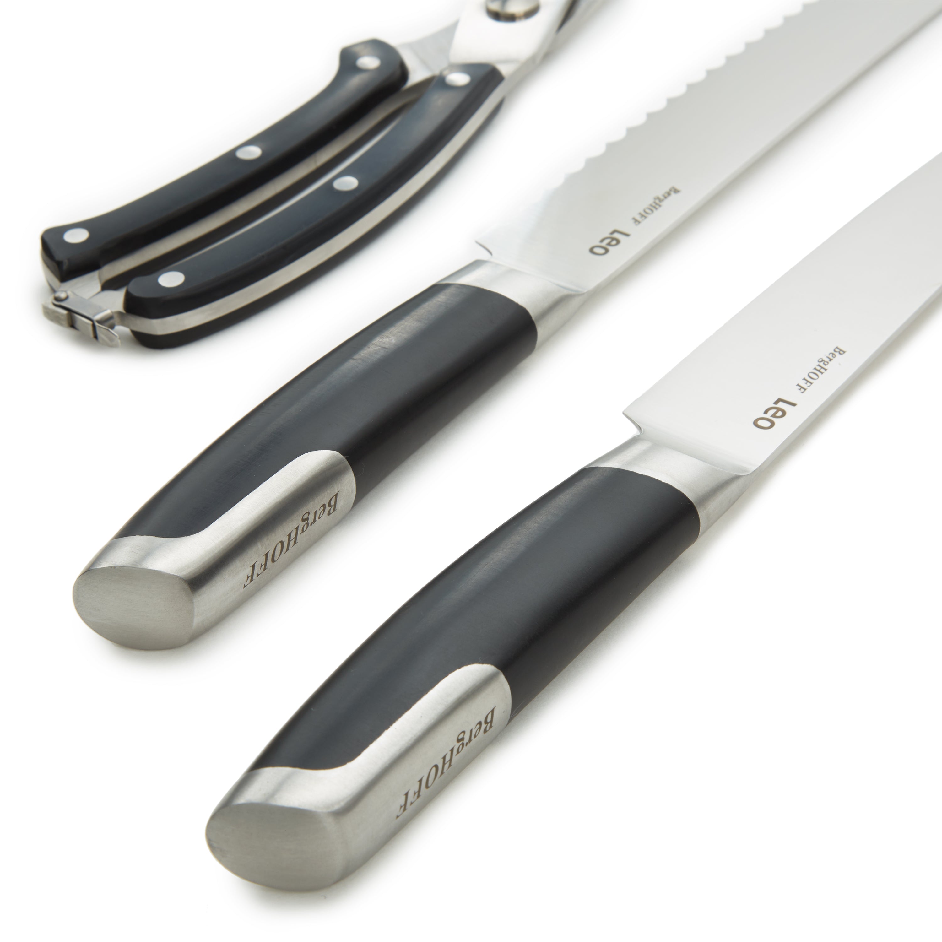 BergHOFF Leo Graphite 3-Piece Stainless Steel Forged Cutlery Set - Black Knife, Fork & Spoon for Dining, Kitchen & Gifting | Durable & Stylish Flatware for Everyday Use & Special Occasions