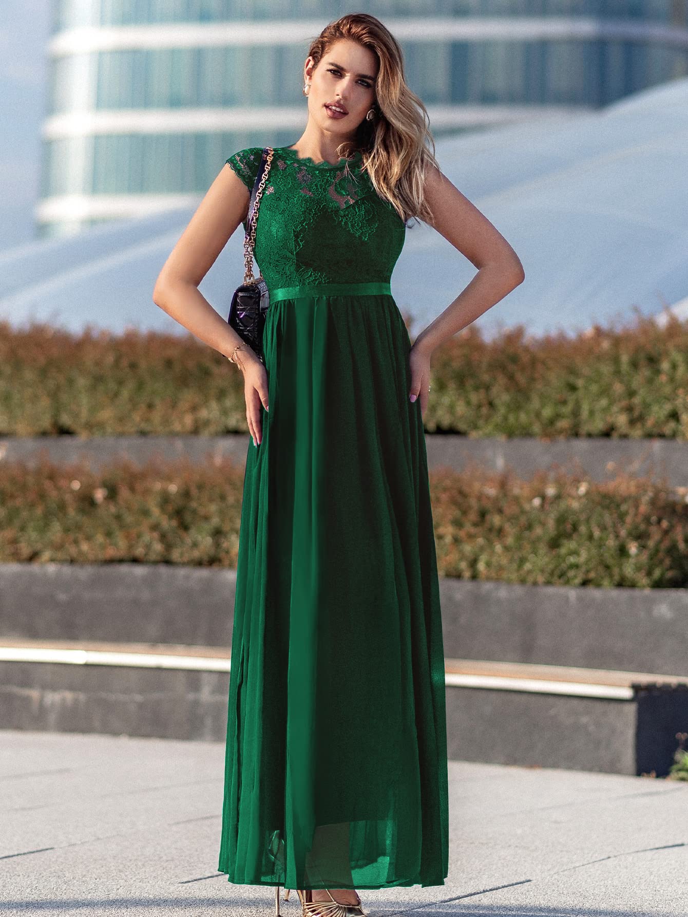 Elegant Floral Lace Maxi Dress for Women - Formal Evening Gown for Parties, Weddings & Special Occasions | Perfect for Cocktail Events, Prom & Black Tie Gatherings