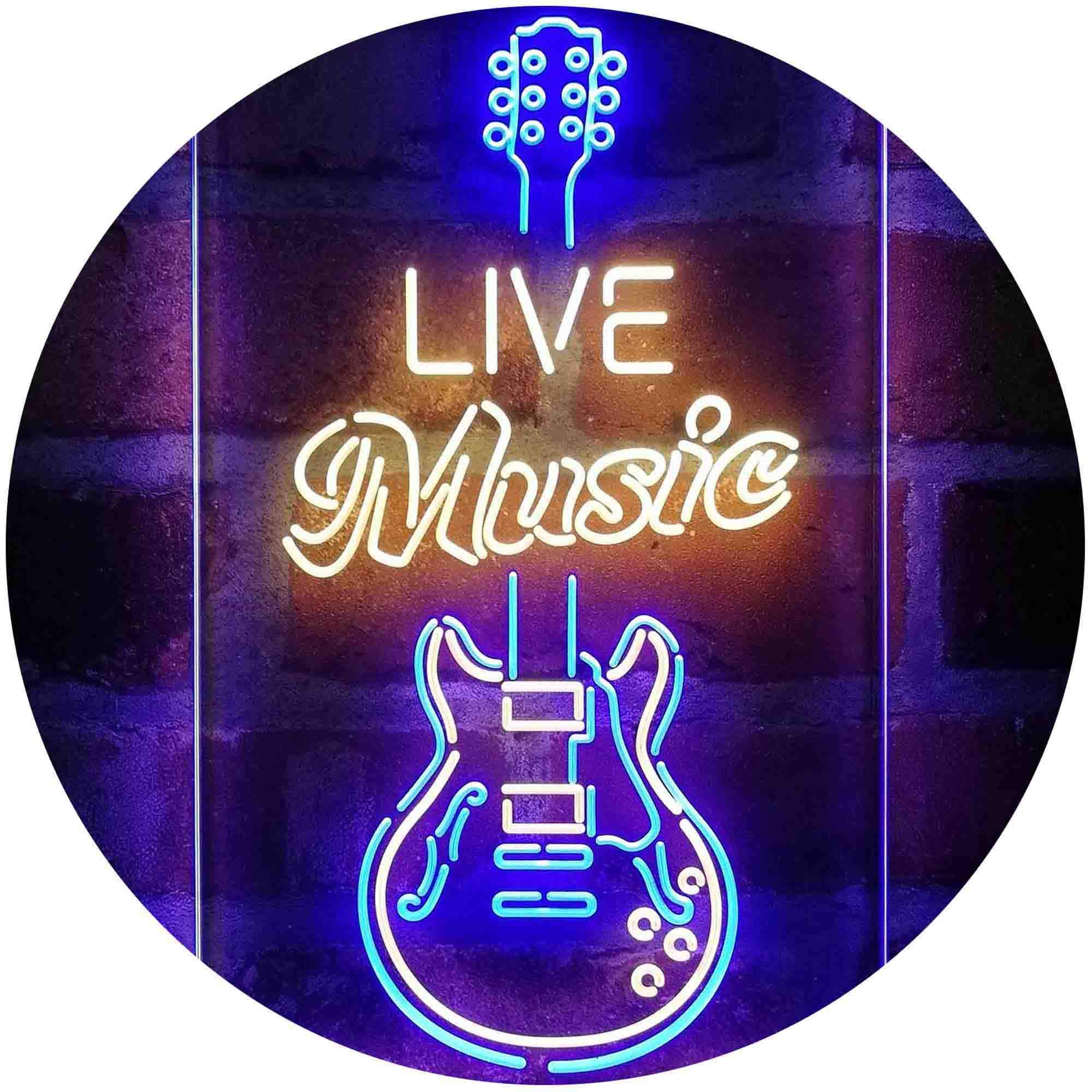 ADVPRO Live Music Electronic Guitar LED Neon Sign - Dual Color Blue & Yellow - 16x24 Inches - Perfect for Home Bar, Music Studio & Man Cave Decor