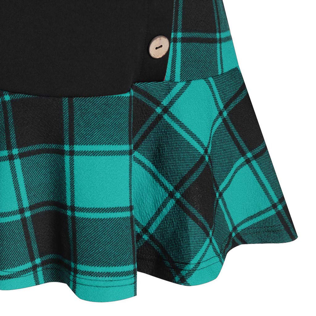 Women's Plus Size Plaid Pleated Long Sleeve Tunic Blouse - Green Flannel Shirt for Work, Casual Outfits & Fall Fashion