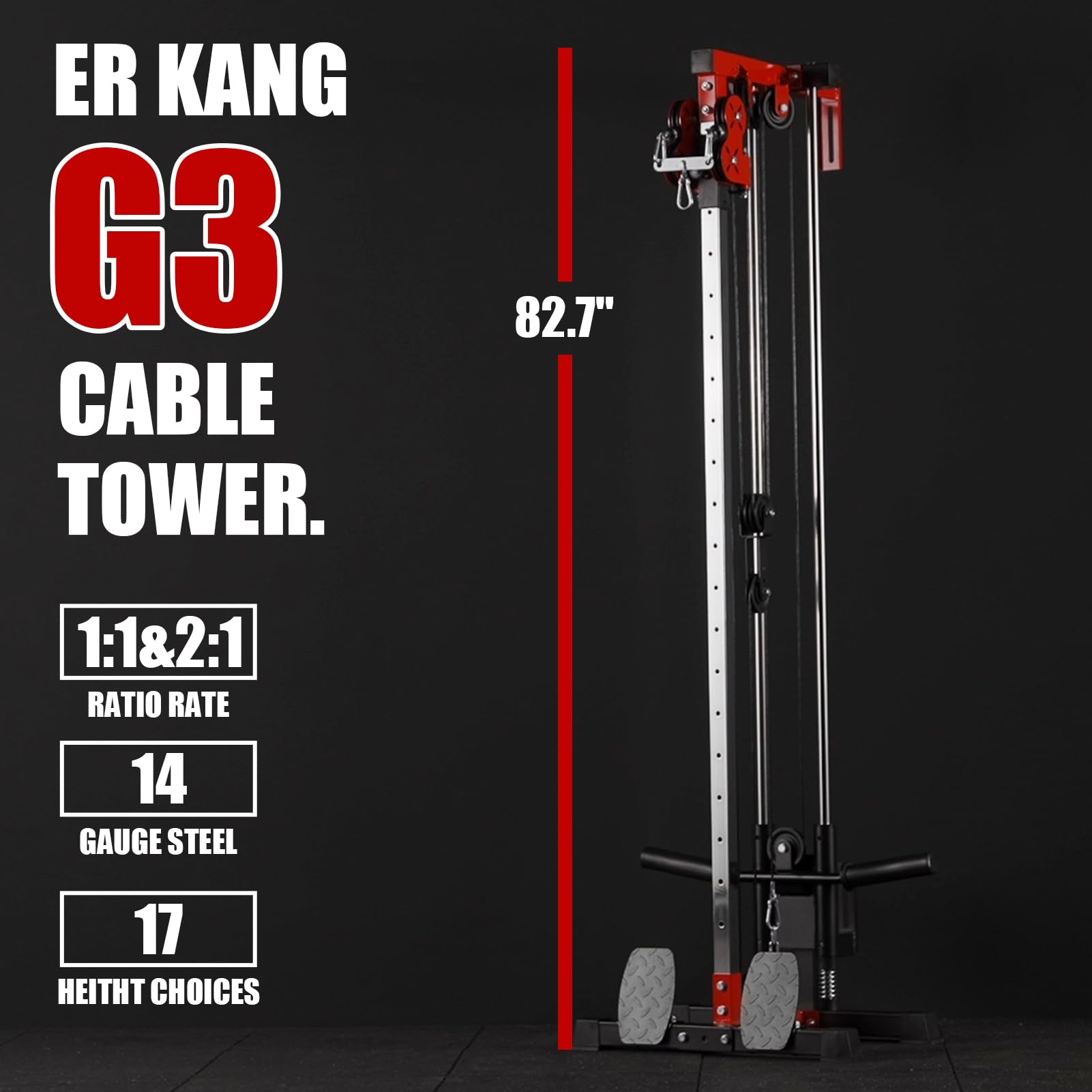 ER KANG Wall Mount Cable Station - Dual Pulley System with 18 Adjustable Positions for Home Gym Strength Training | Perfect for Full-Body Workouts, Weight Loss & Muscle Building