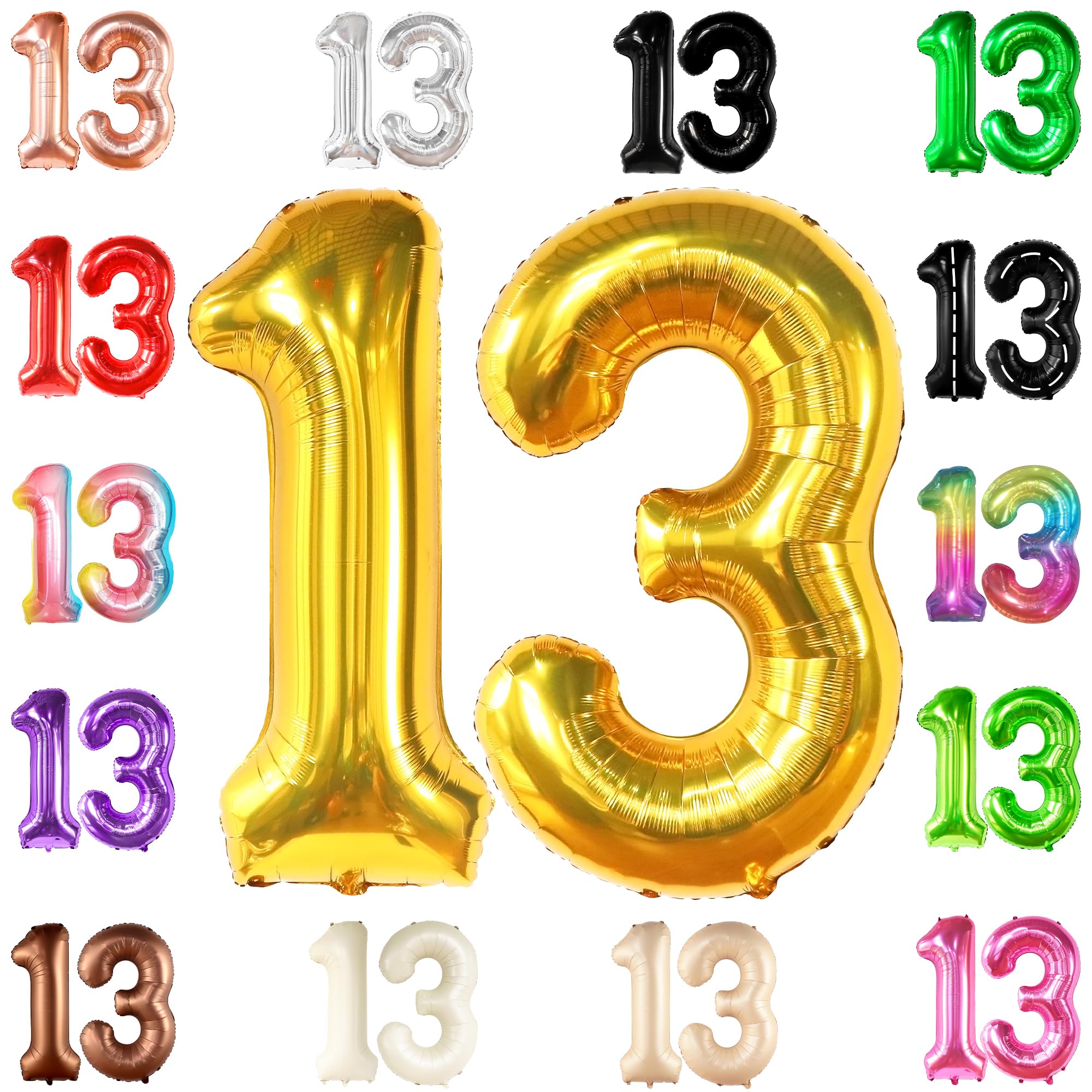 KatchOn 40 Inch Giant Gold 13 Balloon Numbers - Large 13th Birthday Decorations for Boys & Girls, Anniversary Party Supplies | Perfect for Birthday Parties, Anniversaries, and Special Events