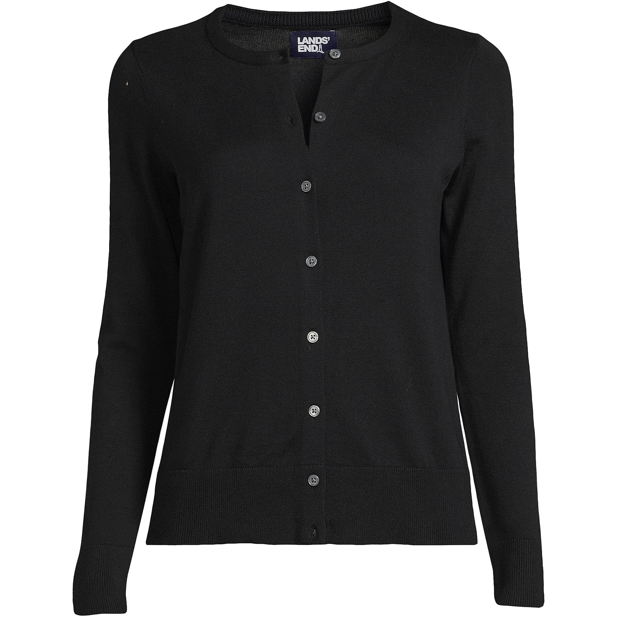Lands' End Women's Fine Gauge Cotton Cardigan Sweater - Soft Lightweight Knit Open Front Wrap for Office, Casual & Layering