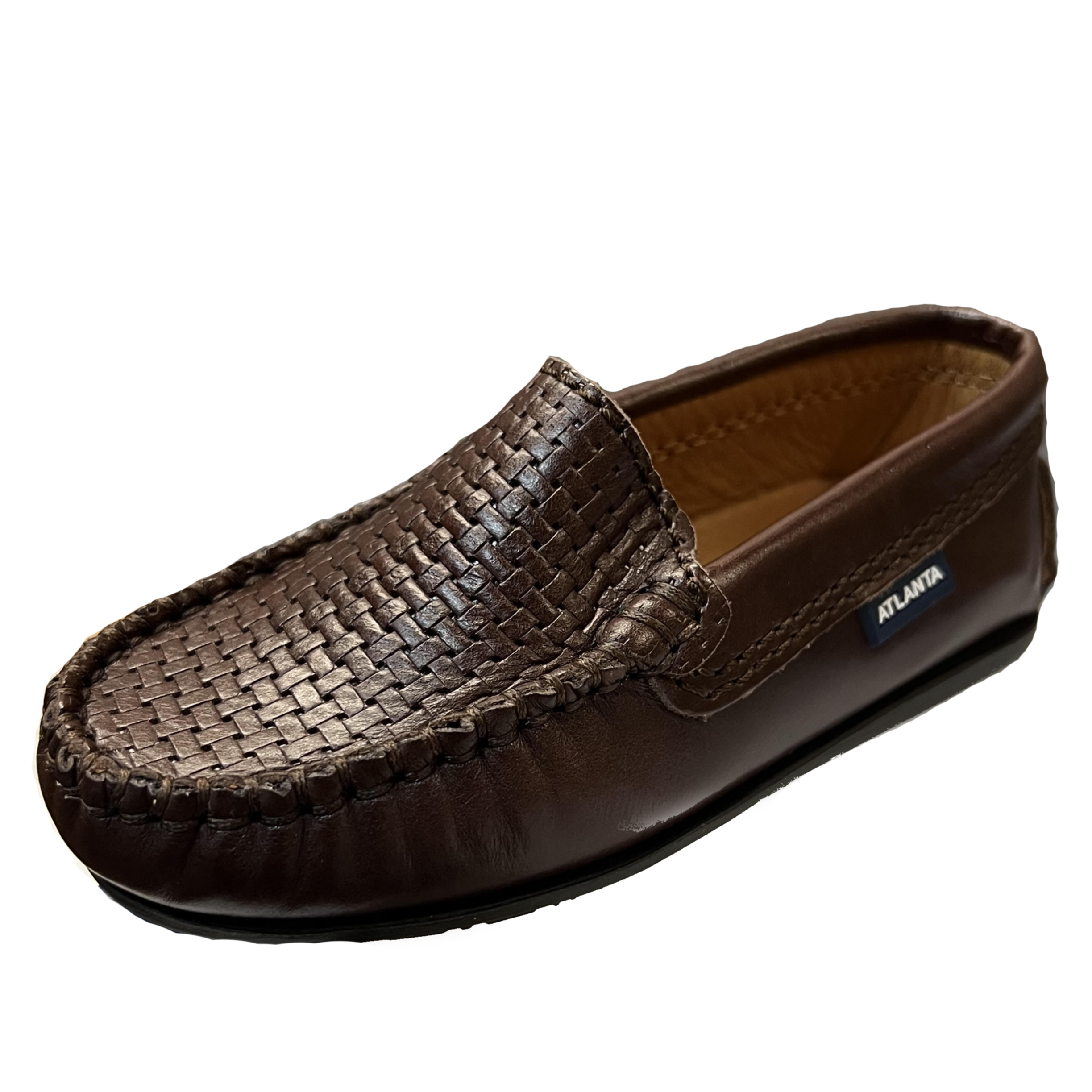 **Boys & Girls Atlanta Moccasin Leather Loafers – Embossed Vamp, Brown (Size 929) – Comfortable & Stylish for School, Parties & Casual Wear**