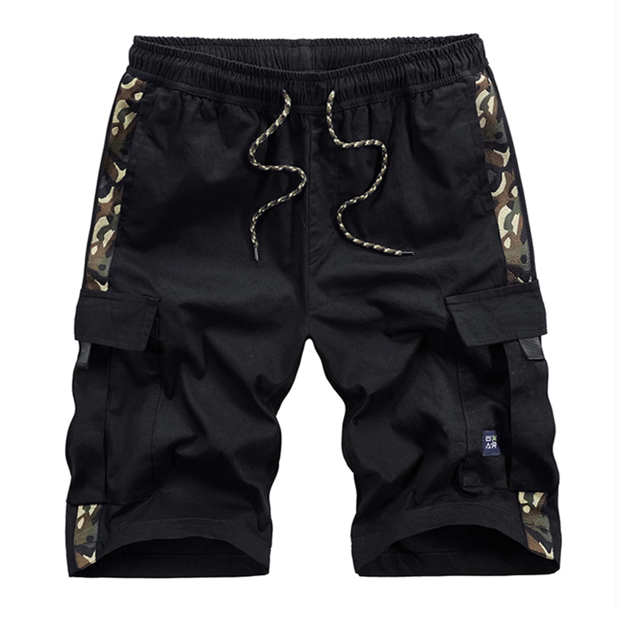 APTRO Men's Cargo Shorts with Elastic Waistband - Relaxed Fit Summer Casual Cotton Work Shorts for Outdoor, Hiking, and Everyday Wear