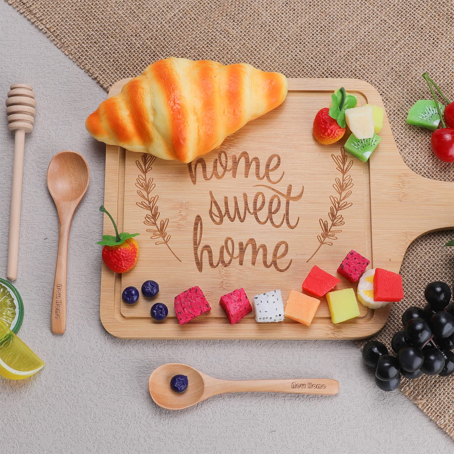 Housewarming Gifts for New Homeowners - Elegant Bamboo Serving Board for Couples, Women & Men - Perfect Closing Gift from Realtors & Thoughtful Present for Housewarming Parties, Anniversaries & New Home Celebrations