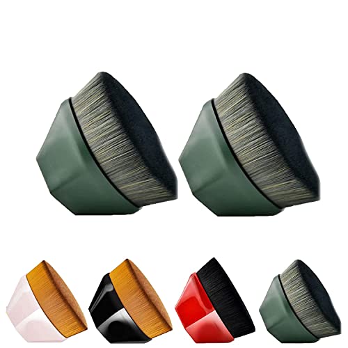 Flat Top Kabuki Makeup Brush (2 Pack) - Green for Flawless Foundation Application