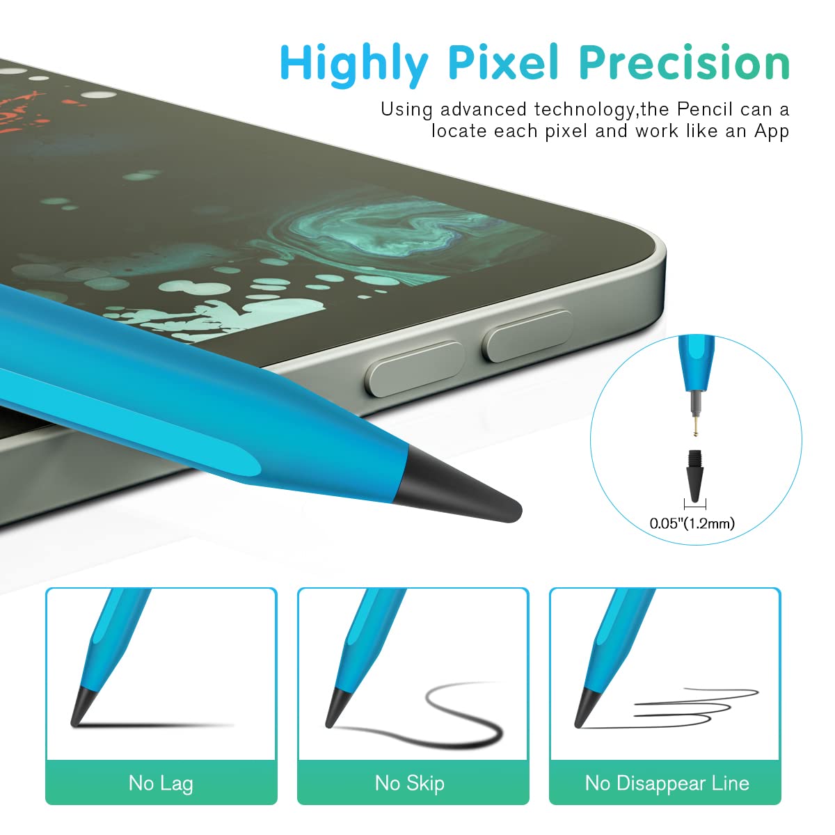 Premium Stylus Pen for iPad 10th & 9th Generation - Active Pencil with Palm Rejection & 1.5mm Fine Tip | Compatible with iPad Pro 12.9/11 inch, iPad Air 5/4/3, iPad 10/9/8/7/6 (2018-2023 Models) | Perfect for Drawing, Note-Taking & Digital Art