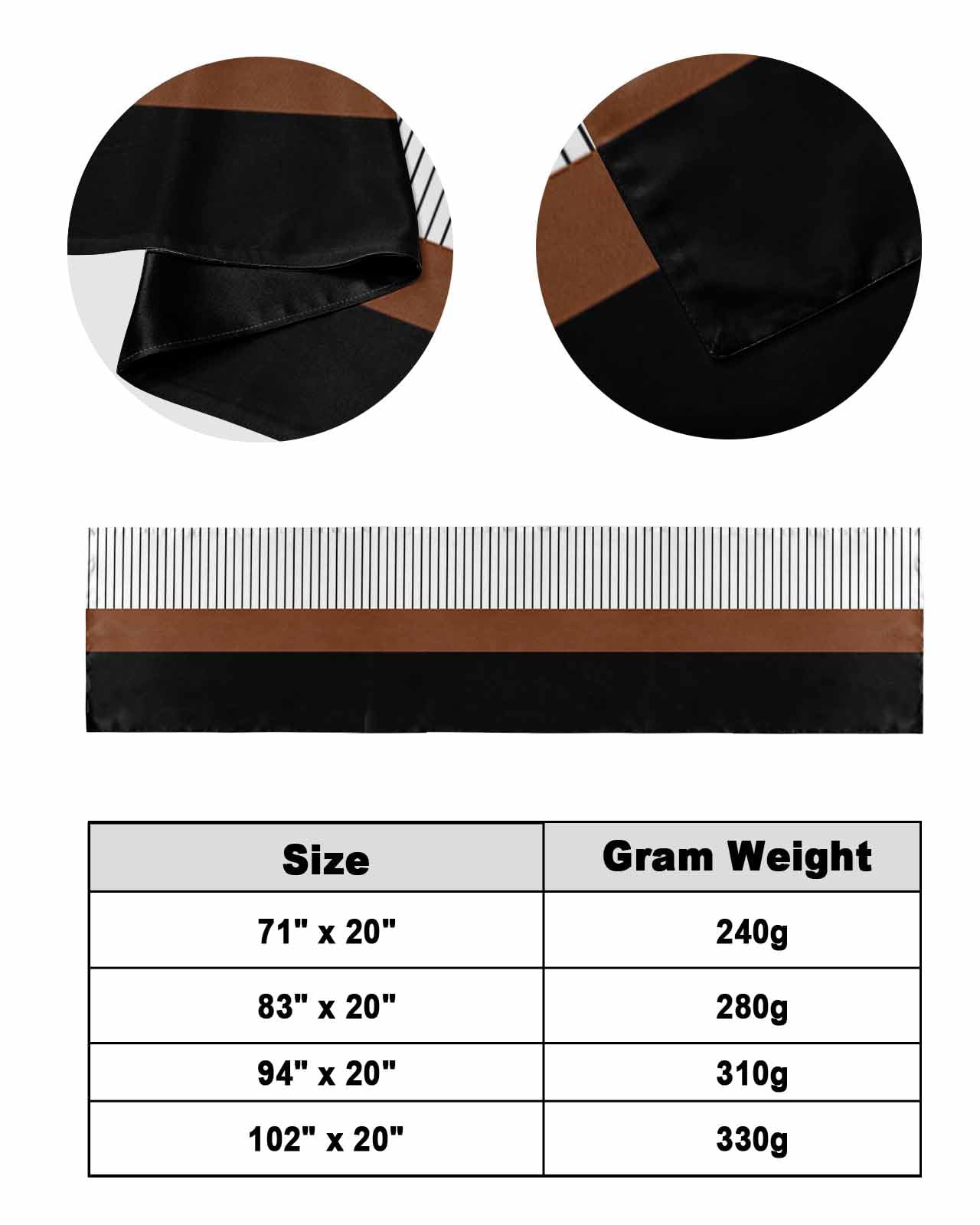 Luxury Black & Brown Bed Runner Scarf - Full/Queen Size (83