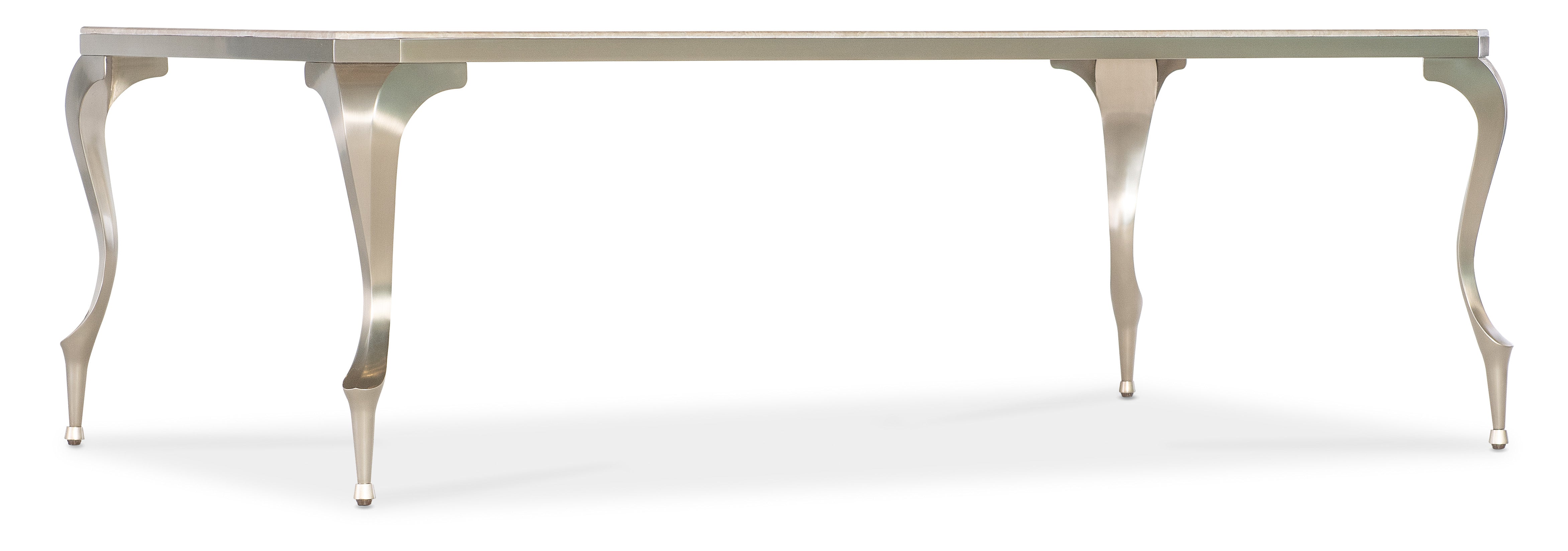 Bella Donna Rectangle Stone Top Cocktail Table - Modern Living Room Coffee Table with Natural Stone Surface for Home Decor & Entertaining