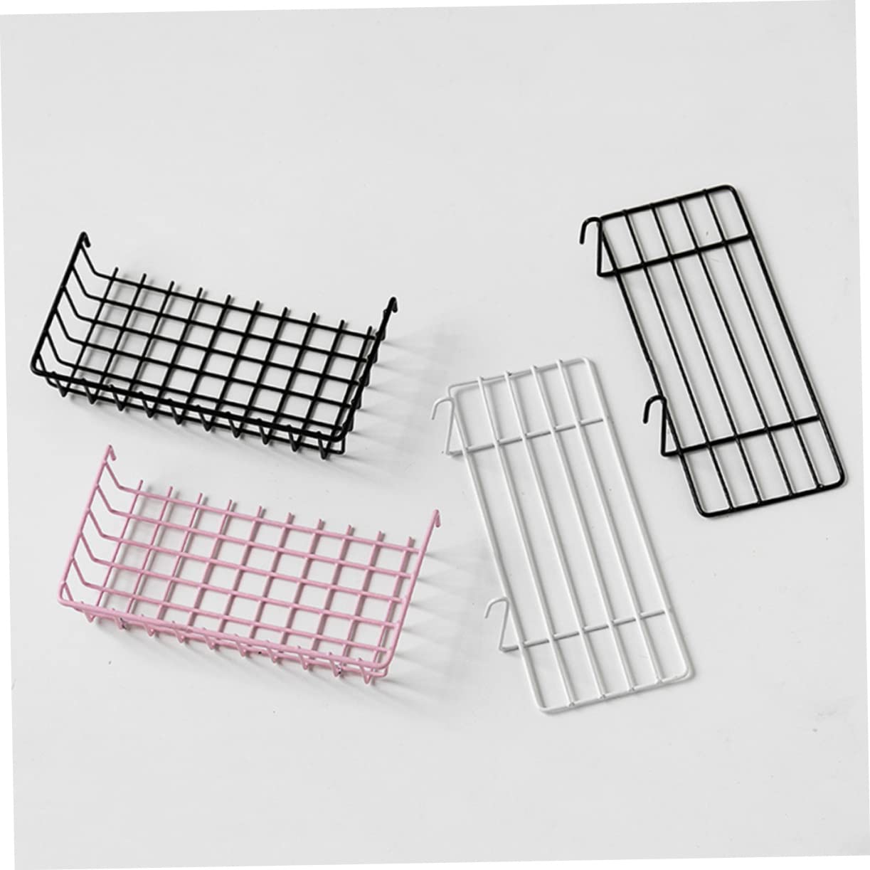 STOBAZA 3-Pack Black Metal Wall Grid Panel Shelves - Wire Storage Basket Organizer for Kitchen, Bathroom & Garage - Heavy Duty Straight Shelf Rack for Home Organization