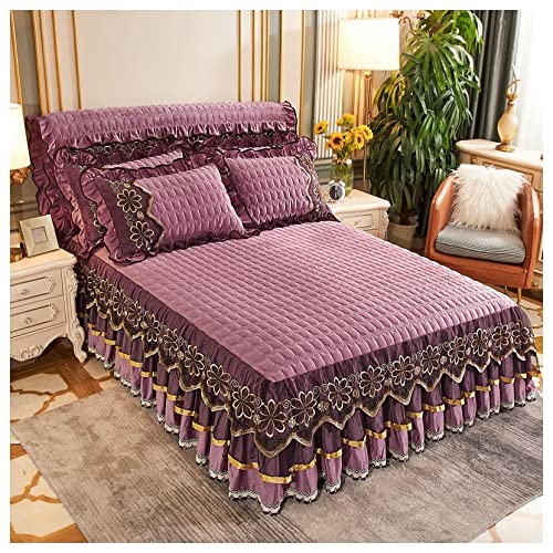 Crystal Velvet Quilted Bedspread Set - Queen/King Size 3-Piece Warm Bedding with 18