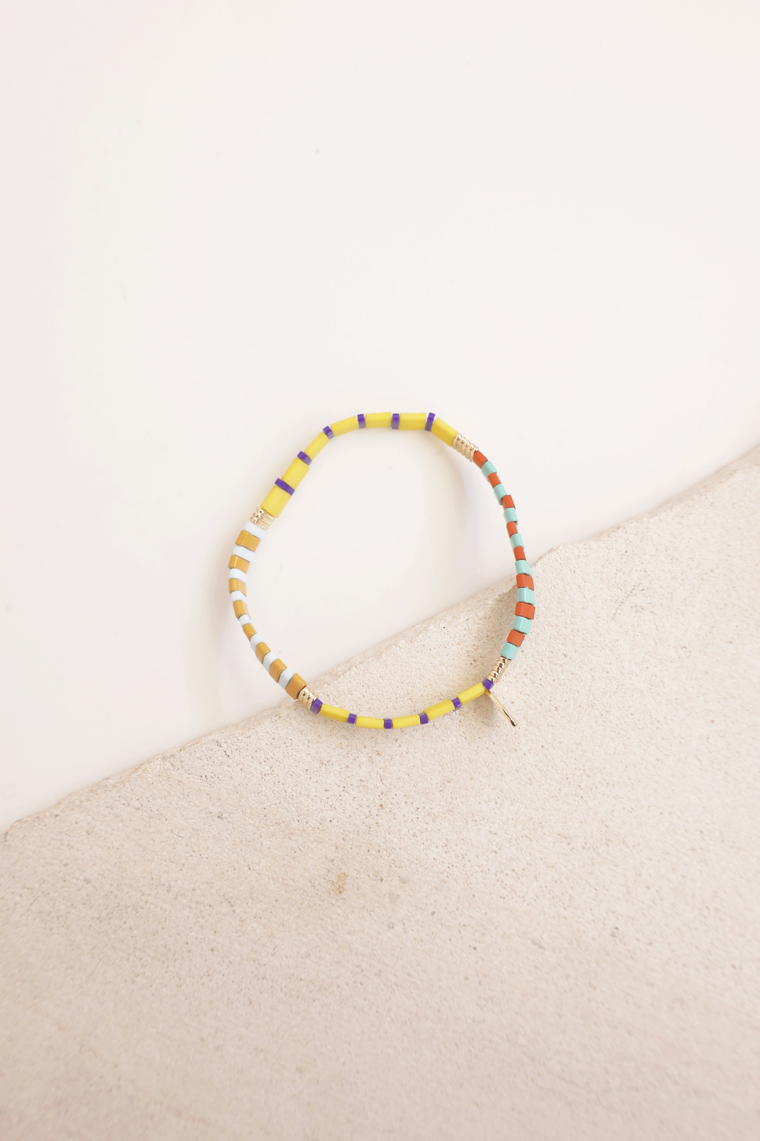 Yellow Beaded Chicklet Bracelet with Unique Design - Perfect for Summer Outfits, Beach Parties & Boho Fashion Accessories