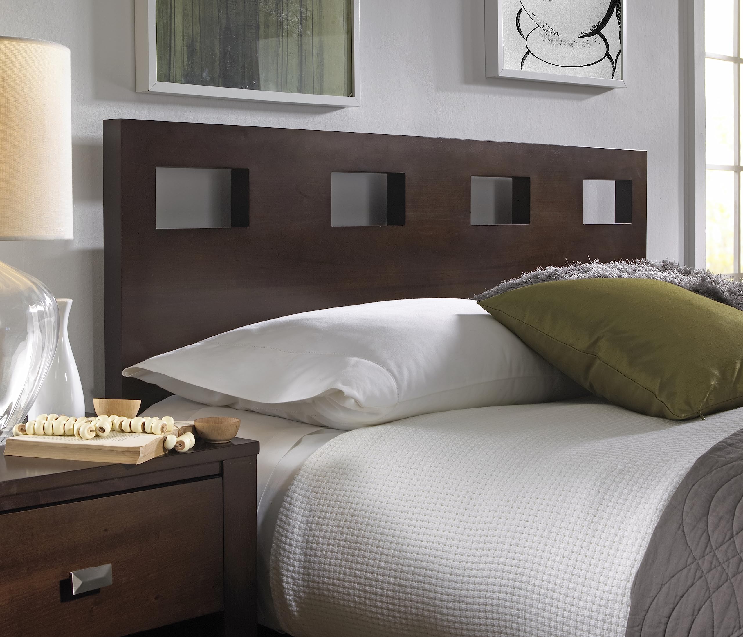 Modus Furniture Solid-Wood Full Bed Frame in Chocolate Brown - Durable Riva Design for Master Bedroom or Guest Room