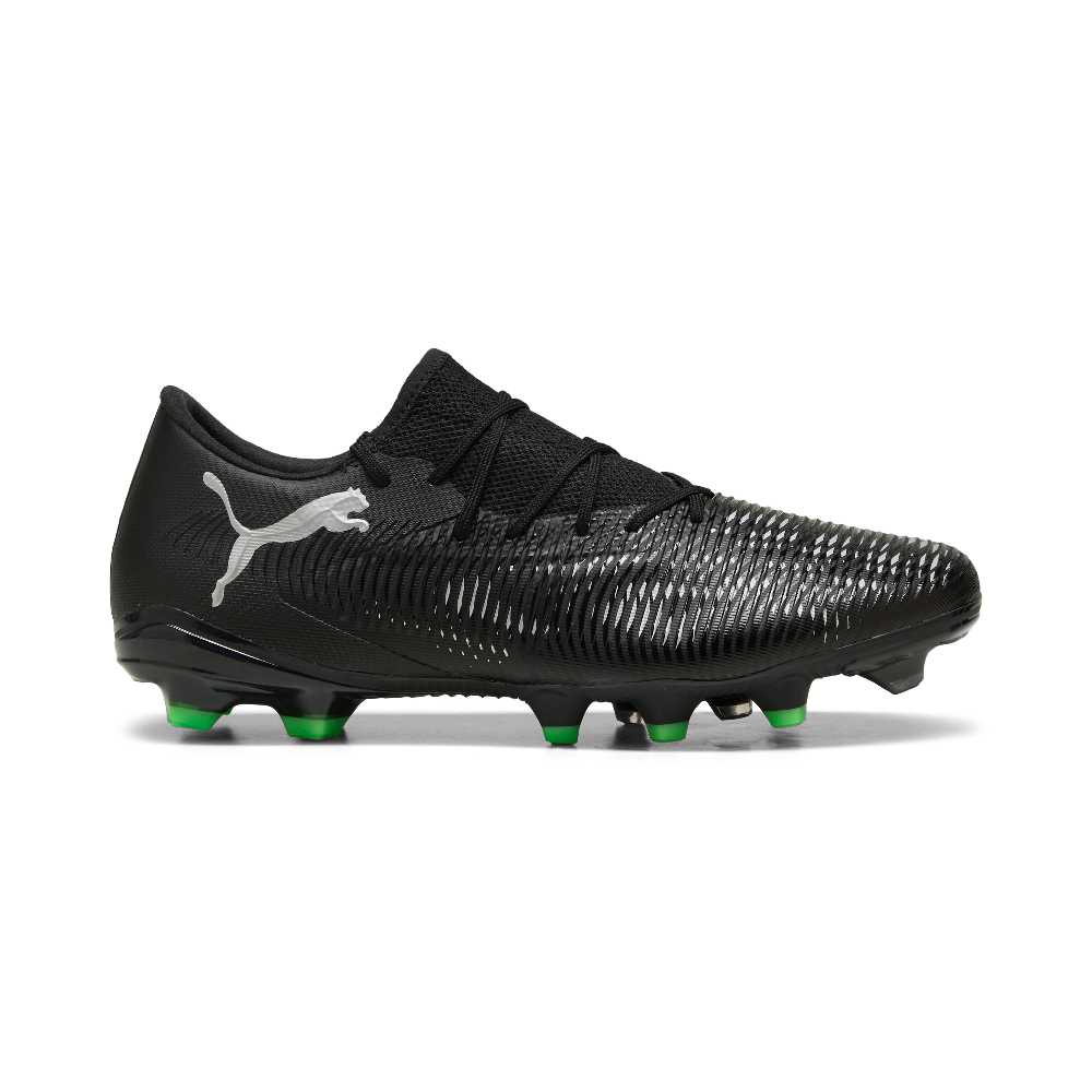 Puma Future 8 Match Low FG/AG Soccer Cleats for Men - Black/Cool Light Gray/Fluoro Green - Lightweight Football Boots for Artificial Grass & Firm Ground - Perfect for Training & Matches