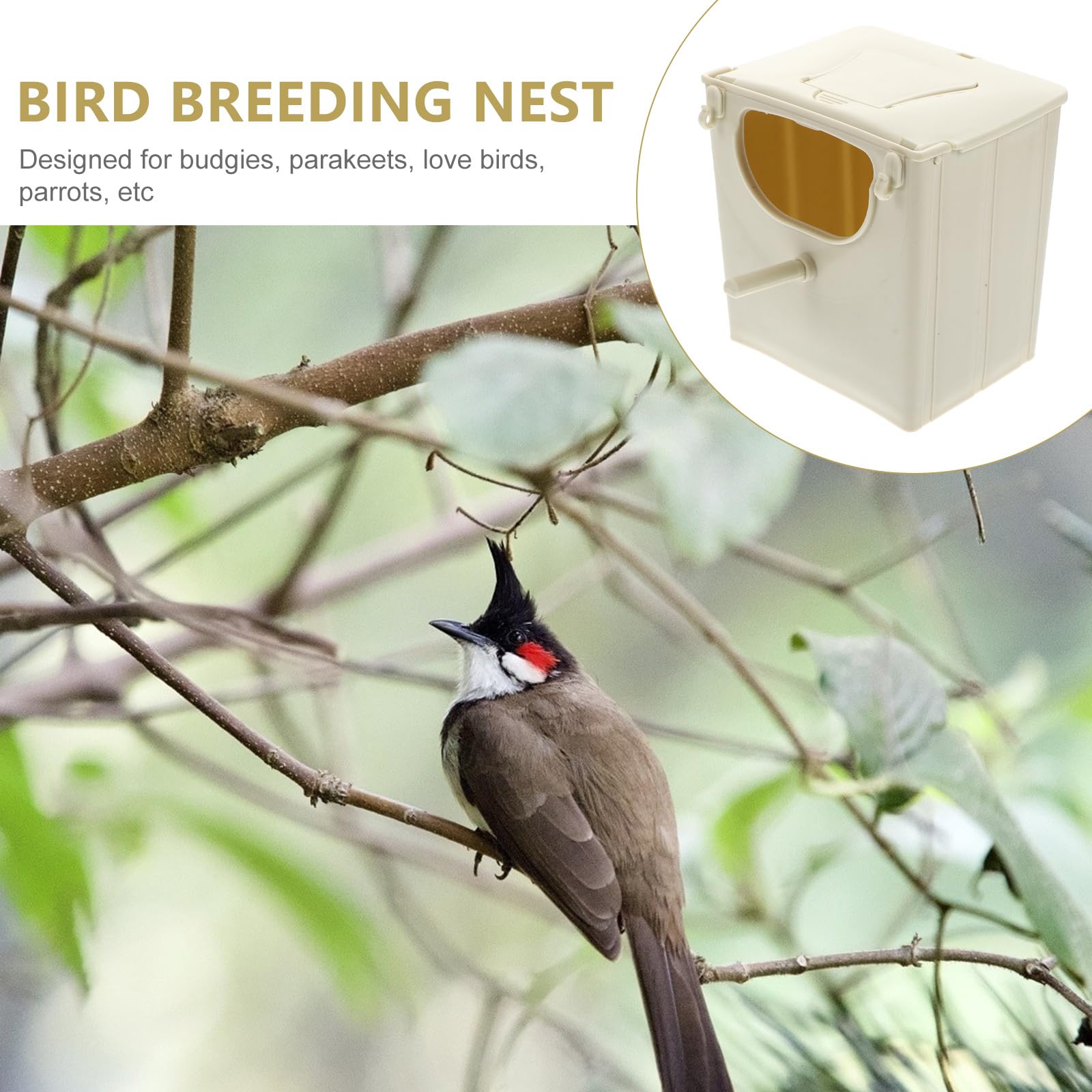 Mipcase Plastic Parakeet Nesting Box - Bird Nest for Parakeet Cages | Safe & Durable Bird House for Breeding | Perfect for Small Birds Like Budgies, Cockatiels, Lovebirds in Home or Aviary