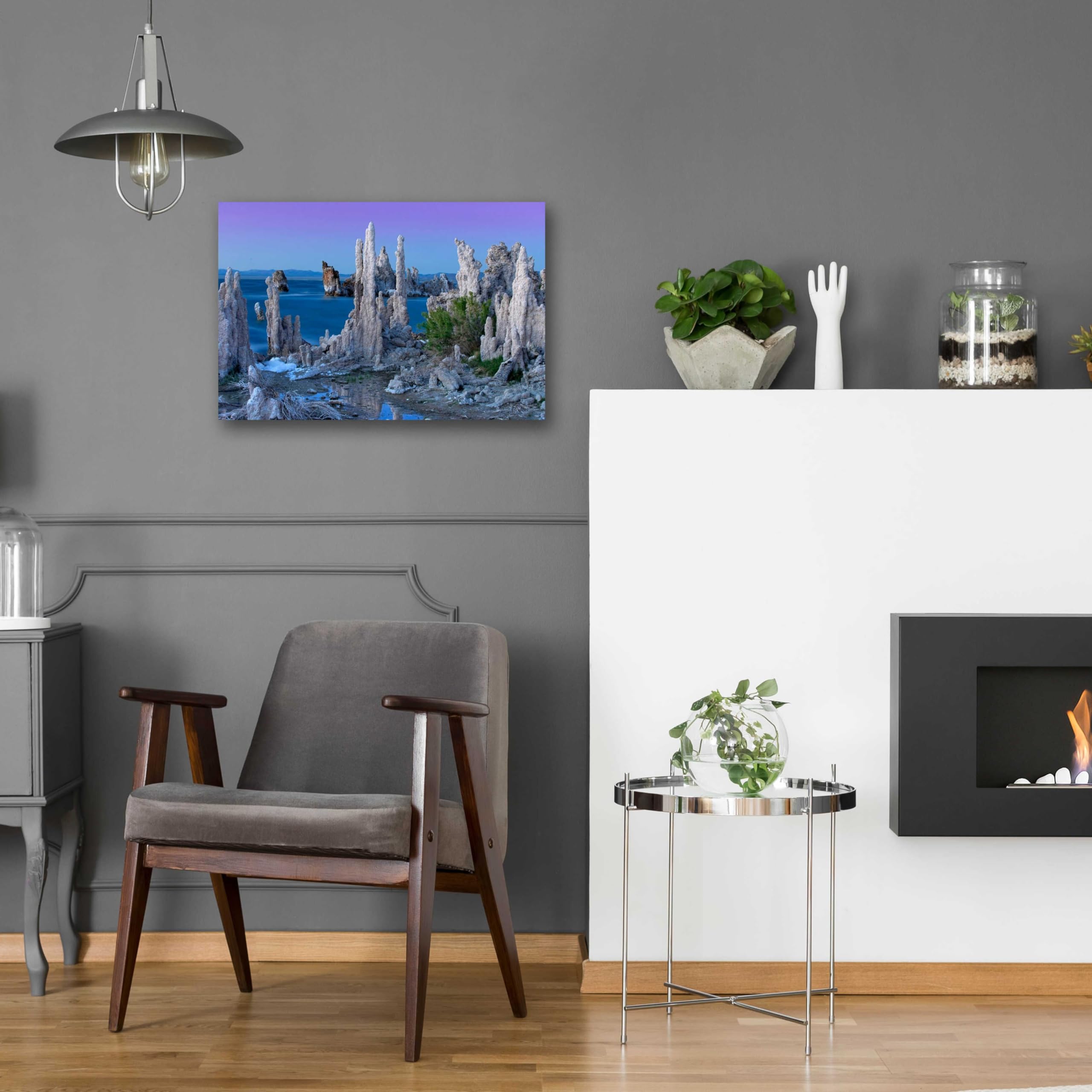 Mike Jones 'Mono Lake Dusk' Acrylic Glass Wall Art - 24x16 Inches Modern Landscape Painting for Living Room, Bedroom & Office Decor