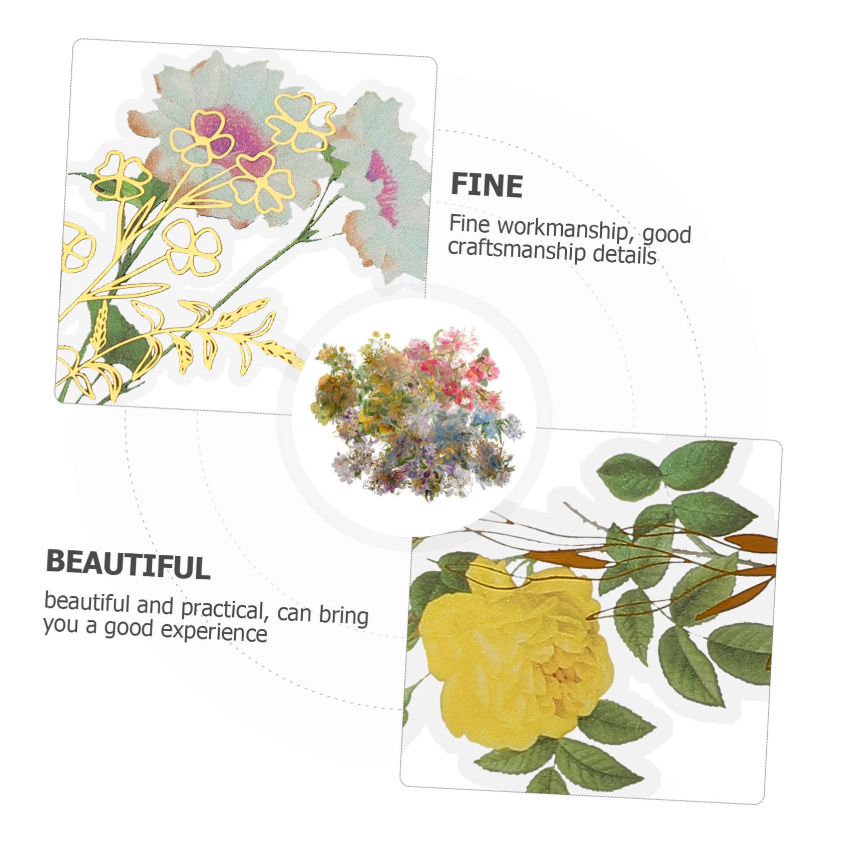 NUOBESTY 160pcs Floral Decorative Stickers - Waterproof Scrapbooking Stickers for Journal, Planner, Water Bottle - Perfect for DIY Crafts, Scrapbooking, and Personalizing Accessories
