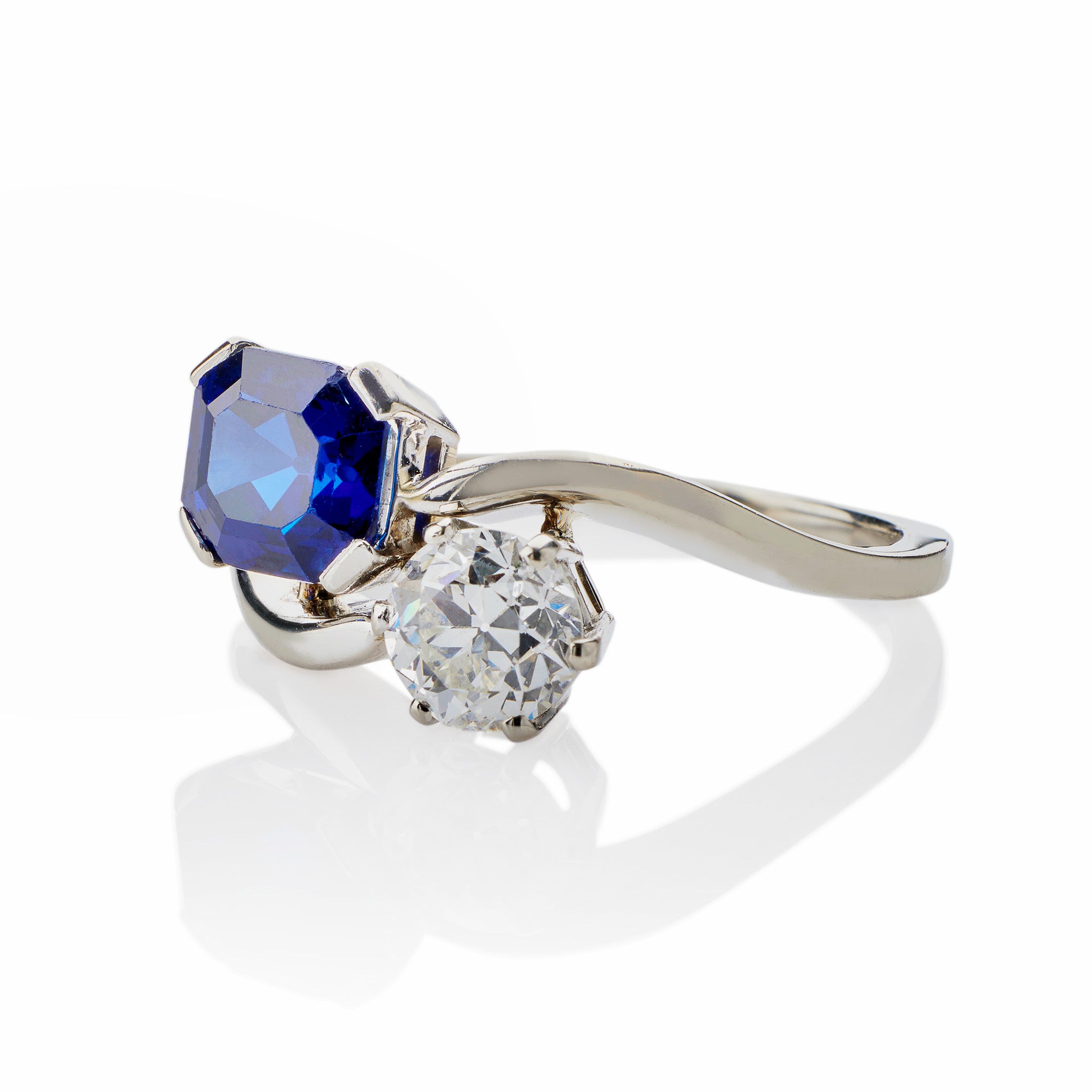Untreated Burmese Sapphire and Diamond Toi et Moi Ring - Elegant Promise, Engagement & Wedding Jewelry for Her