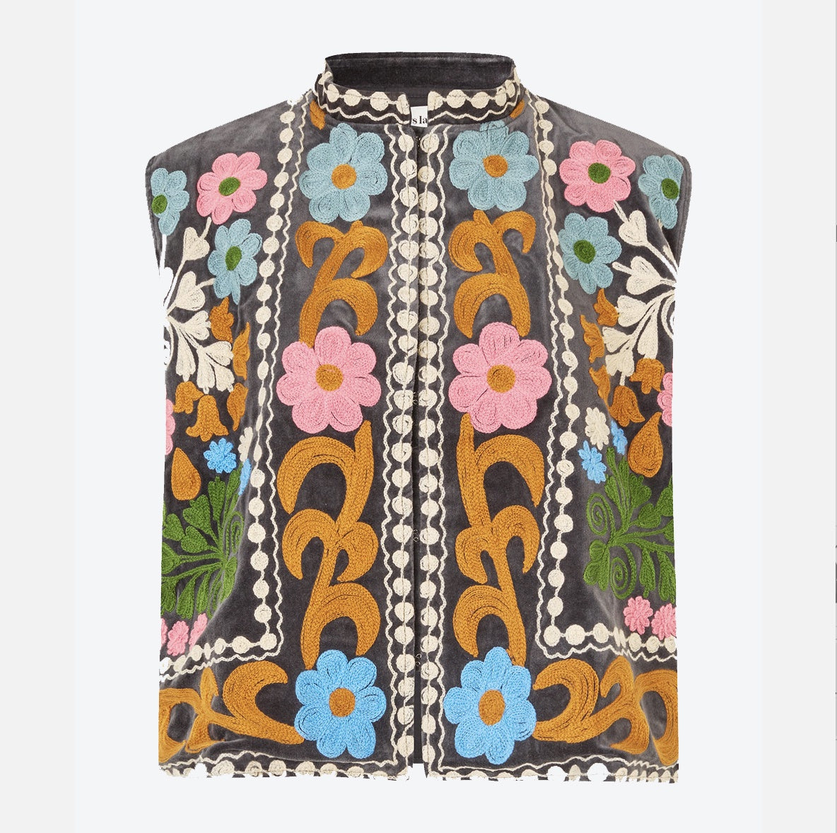 Lollys Laundry Embroidered Floral Vest for Women - Elegant Floral Design Summer Vest - Perfect for Casual Outfits, Beach Cover-Up, and Spring Layering