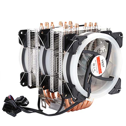 6-Tube RGB CPU Cooler Fan - 4-Pin Silent Cooling for Intel 775/1150/1151/1155/1156/1366 Sockets | Perfect for Gaming PC Builds & High-Performance Computers