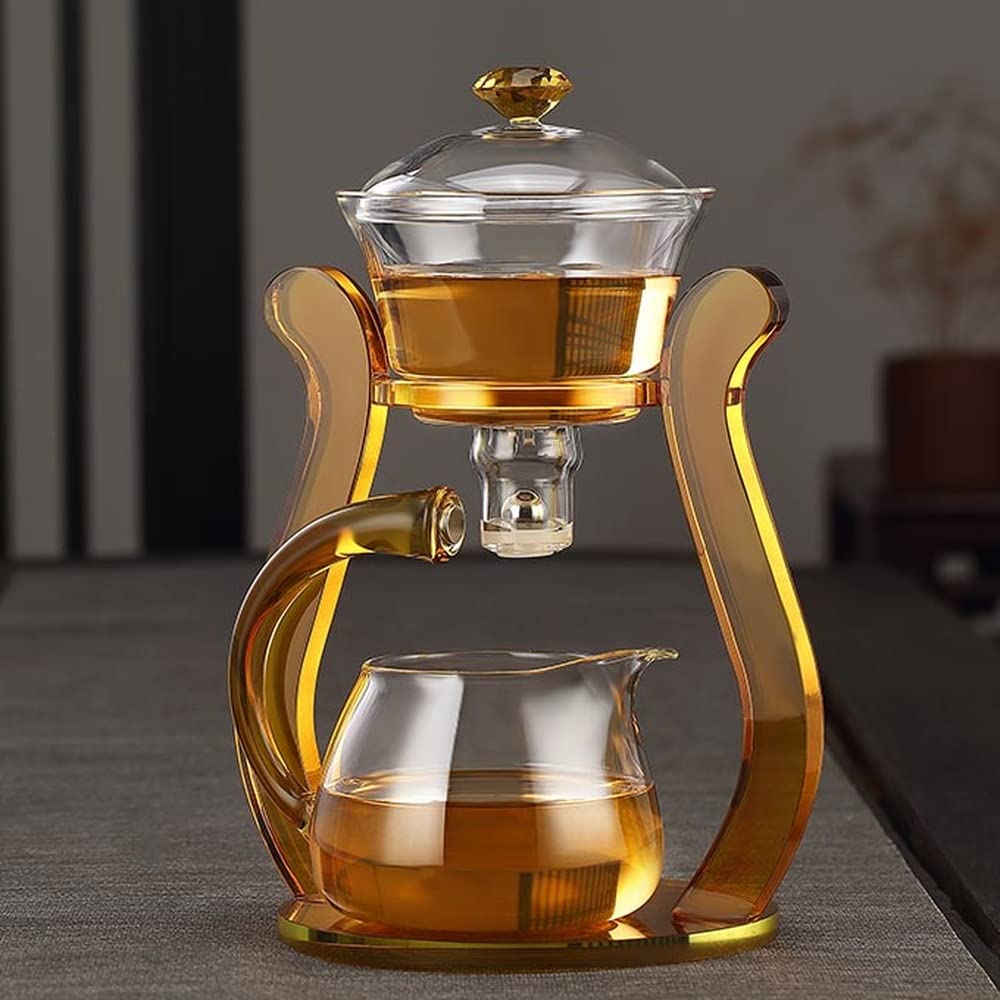Premium Glass Semi-Automatic Magnetic Tea Set - Lazy Household Gaiwan & Kung Fu Teacup for Traditional Tea Ceremony | Perfect for Home Relaxation, Office Tea Breaks & Zen Meditation