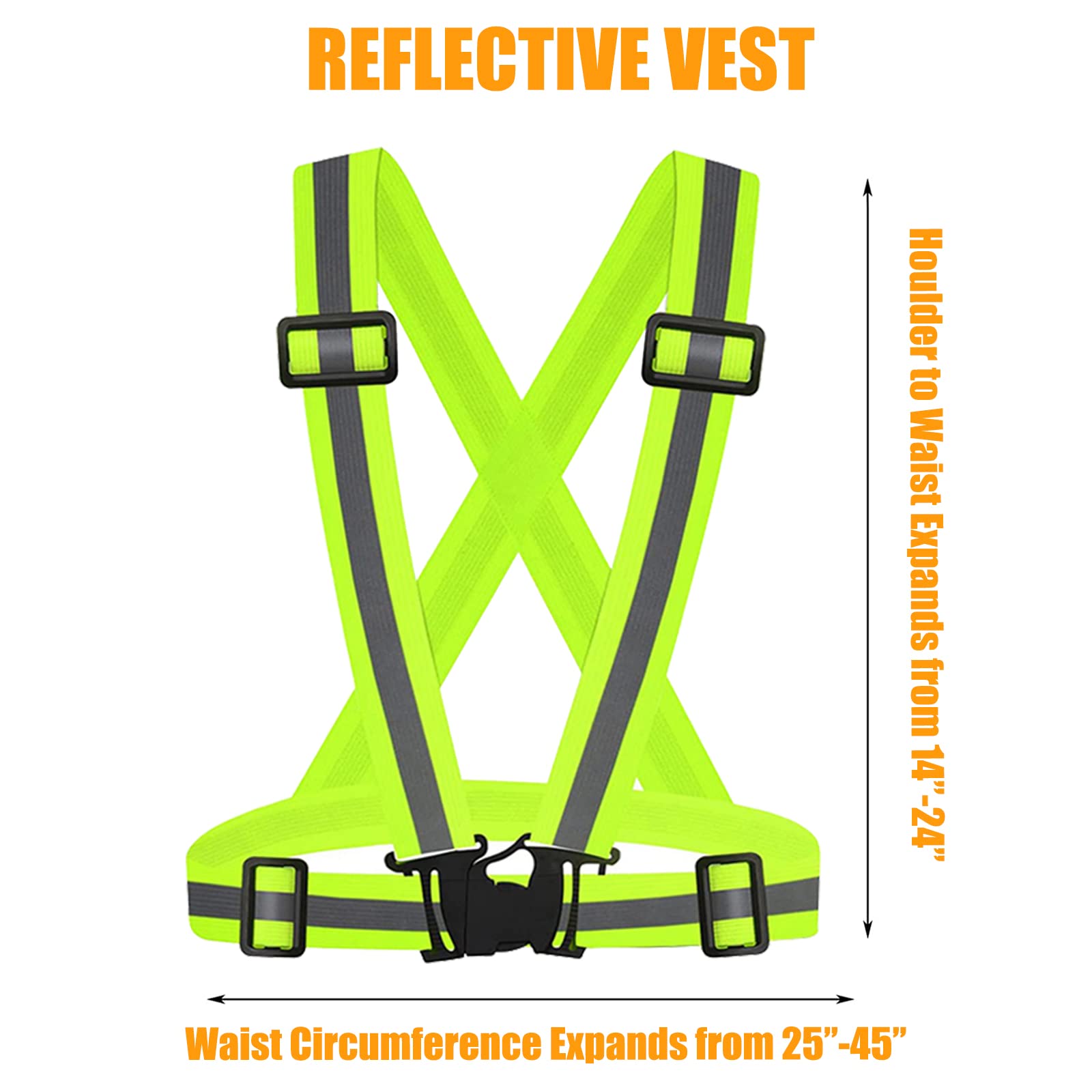 3 Pack High Visibility Safety Reflective Vest - Adjustable Lightweight Running Gear for Outdoor Walking, Jogging, Cycling & Night Activities - 360° Reflective Protection for Runners, Construction Workers & Road Safety