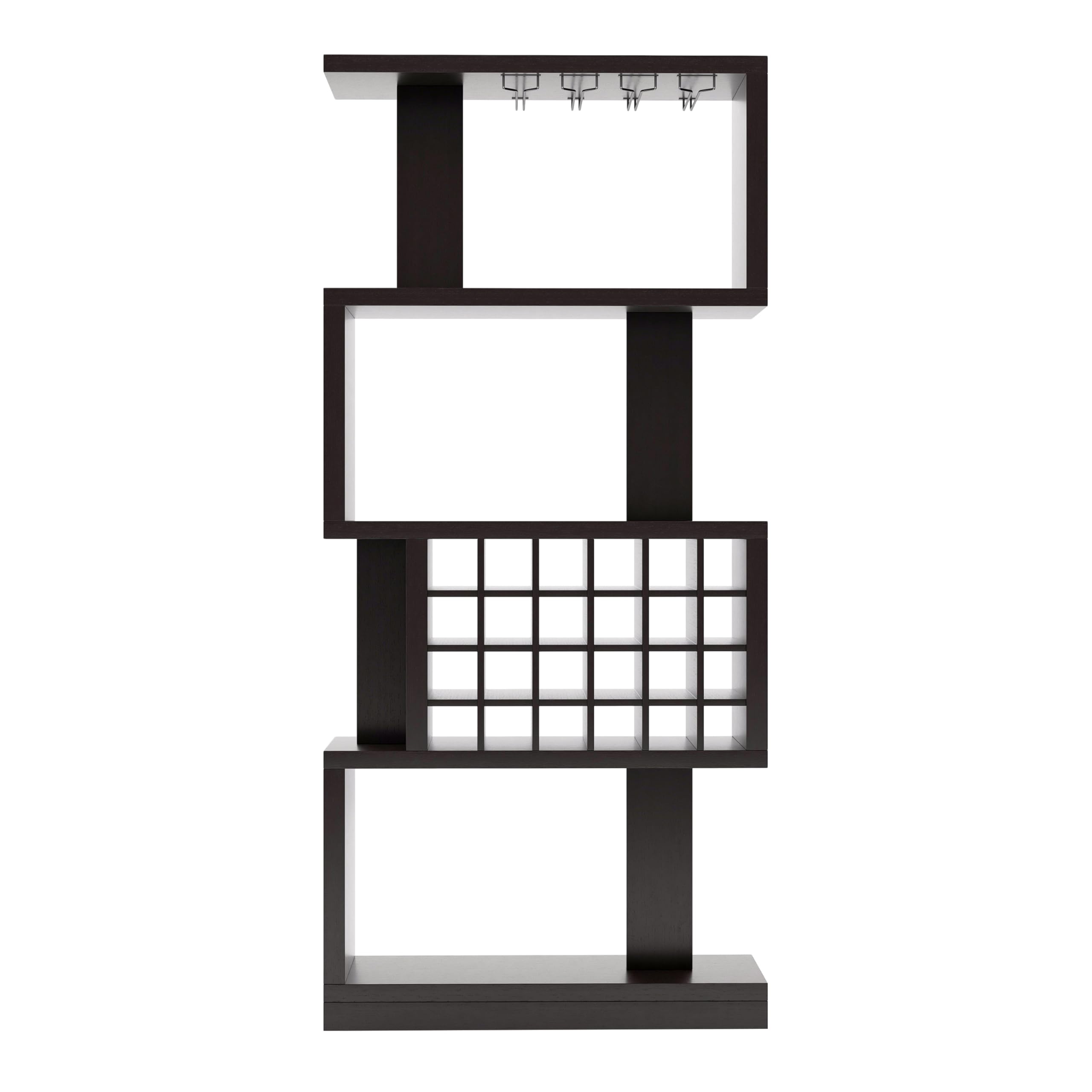 Contemporary Larson Wine Stand - Cappuccino Finish for Modern Home Decor | Perfect for Dining Room, Kitchen, or Bar Counter Display
