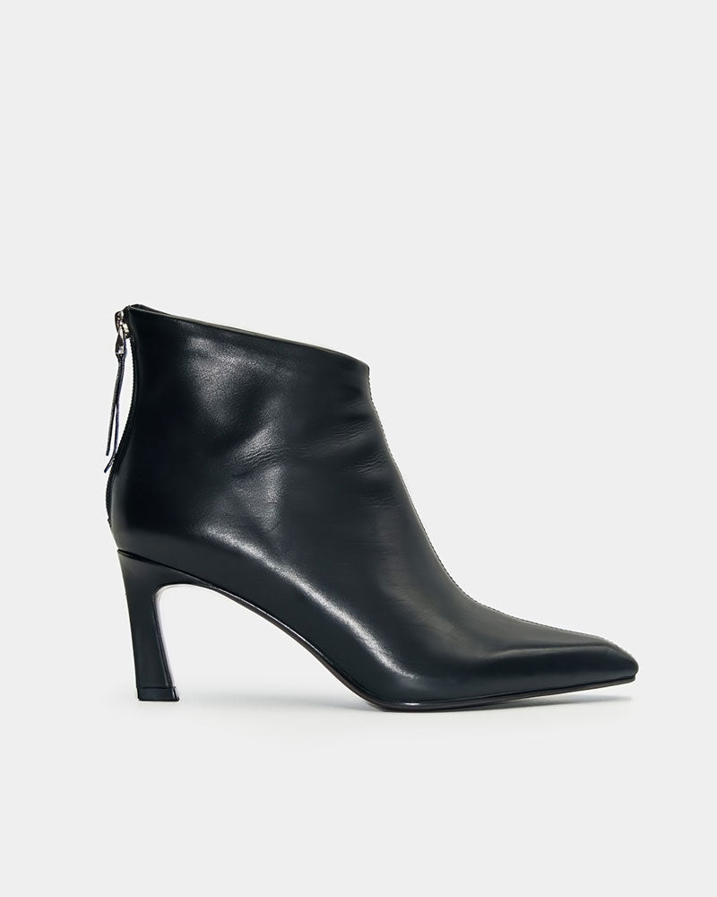 Stylish Black Calfskin Pointed Toe Ankle Boots for Women - Comfortable & Fashionable Fall/Winter Shoes for Office, Party & Night Out