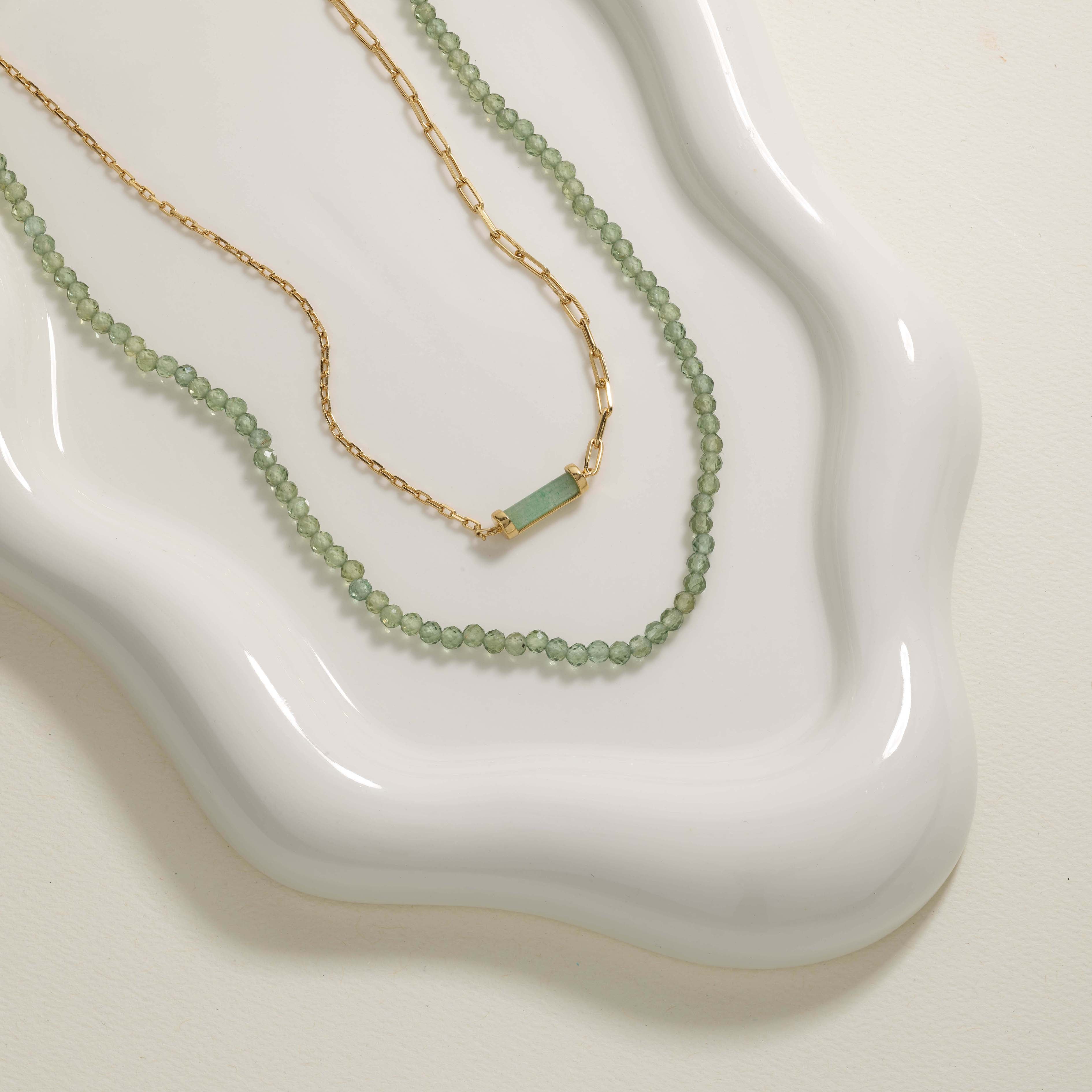 Micro Aventurine Bead Gold Necklace - Spiritual Healing Jewelry for Meditation & Energy Balancing