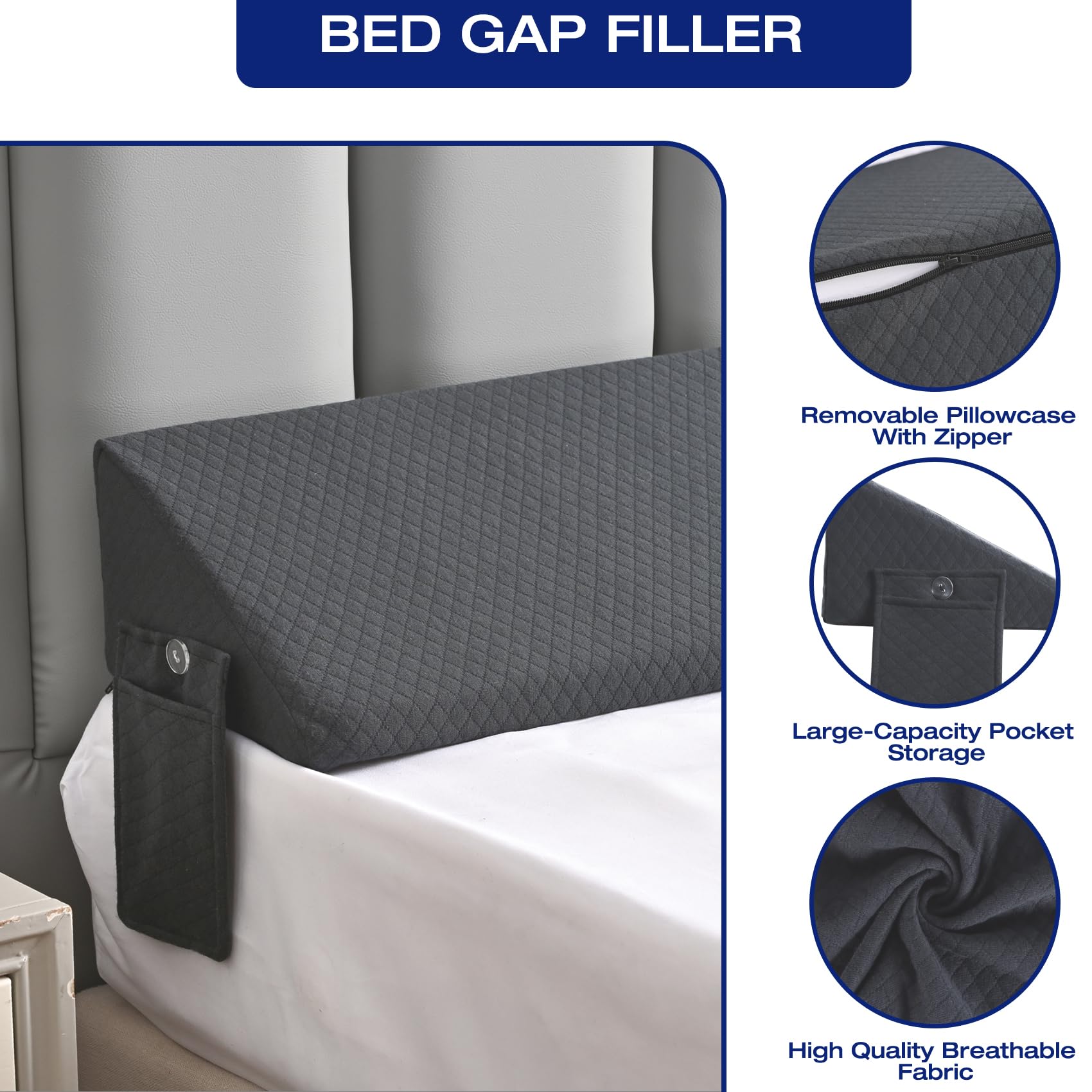 Twin Bed Wedge Pillow - Headboard Gap Filler (0-8