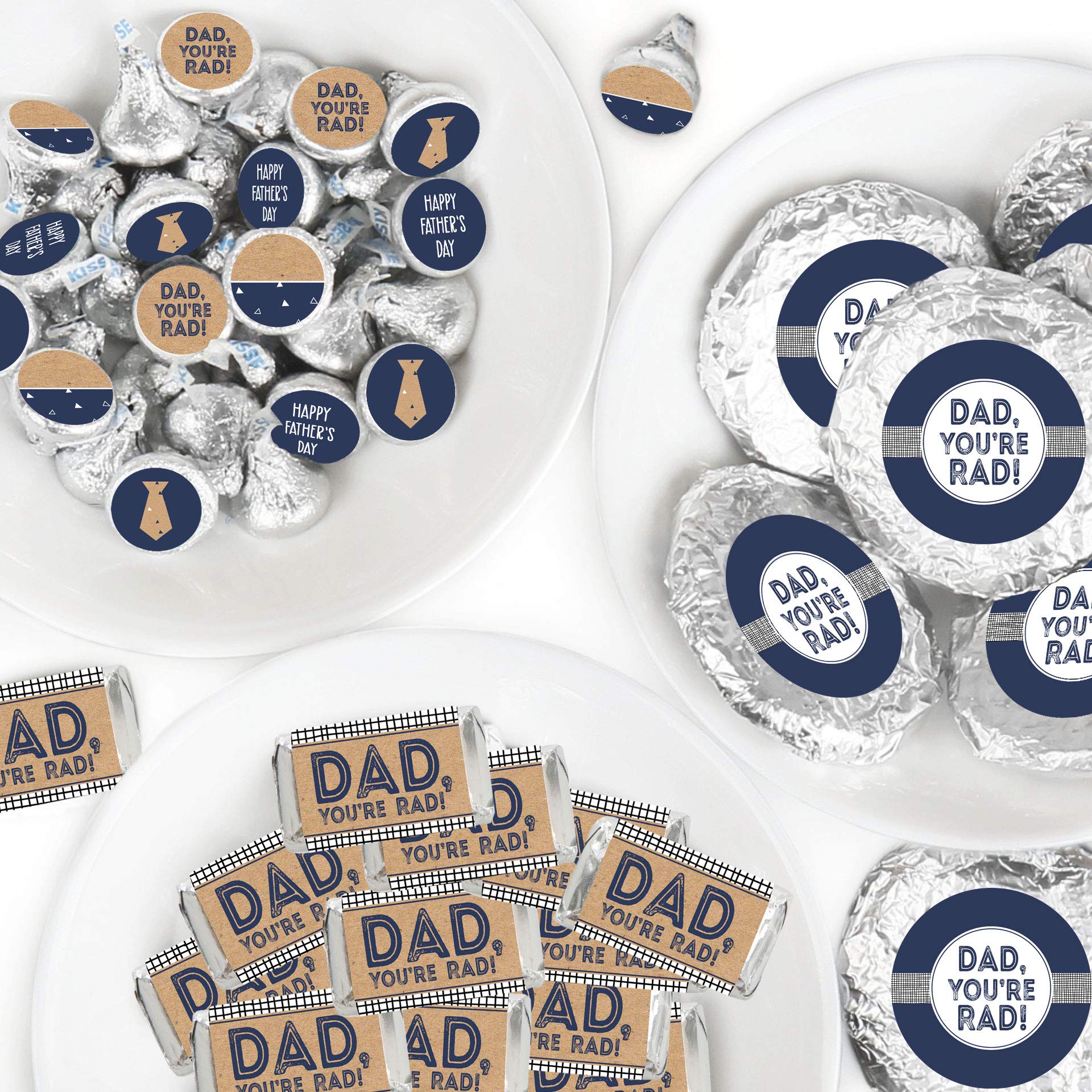 My Dad is Rad Candy Wrappers & Stickers Kit - 304pcs Father's Day Party Favors with Round Candy Labels - Perfect for DIY Treats, Gift Bags & Celebration Decorations