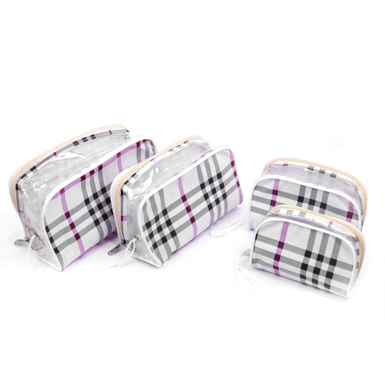 Ankit Traders 4-Piece Clear Travel Toiletry Bag Set - Waterproof Cosmetic Organizer (24x14x11cm) for Makeup, Toiletries & Travel Essentials | Perfect for Vacation, Gym & Airplane Carry-On