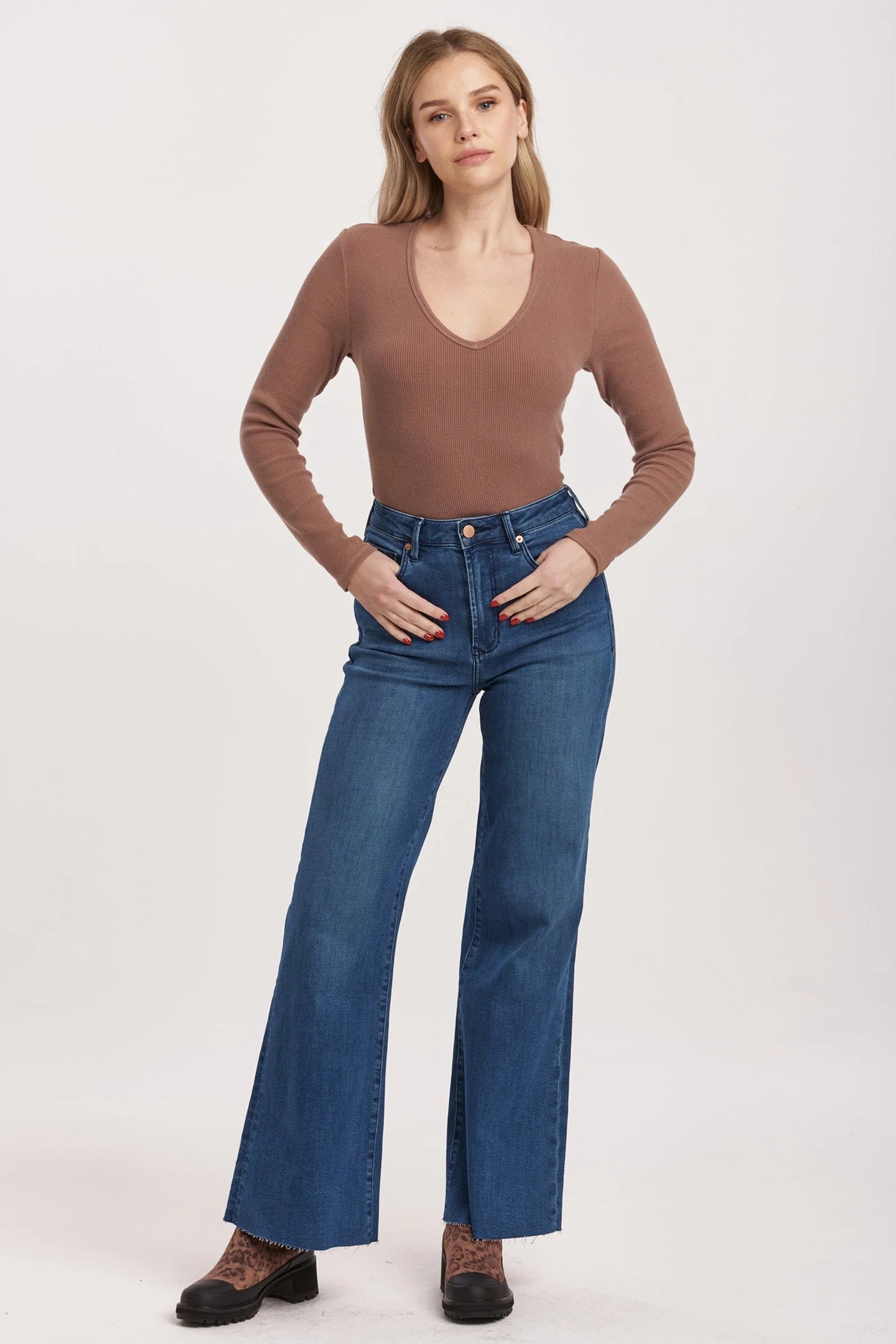 Fiona High Rise Wide Leg Jeans for Women - Violet Blue Denim Pants, Comfortable & Stylish for Casual Wear, Office, and Night Out