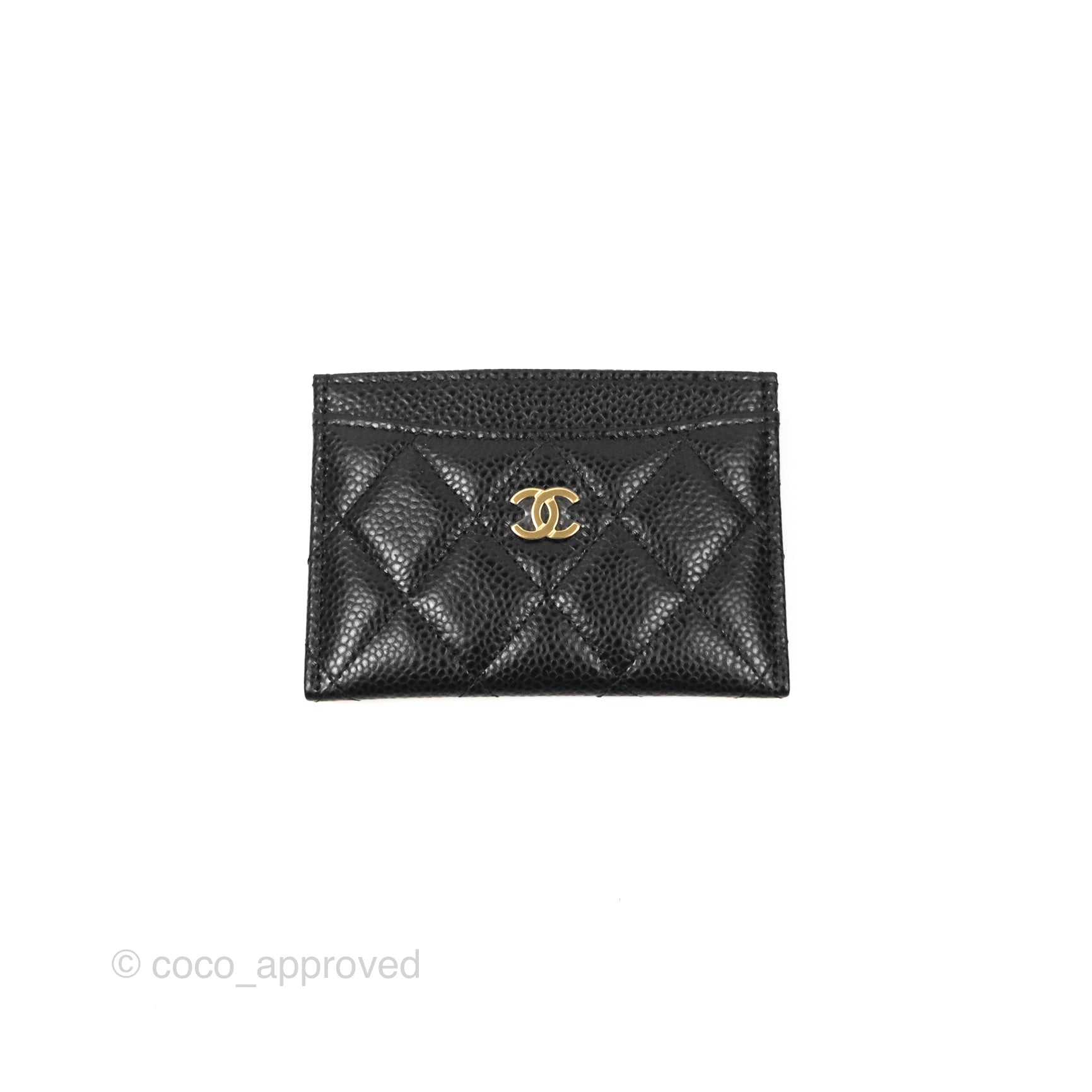 Chanel Classic Flat Card Holder Wallet - Black Caviar Leather with Gold Hardware - Perfect for Everyday Use & Gift Giving