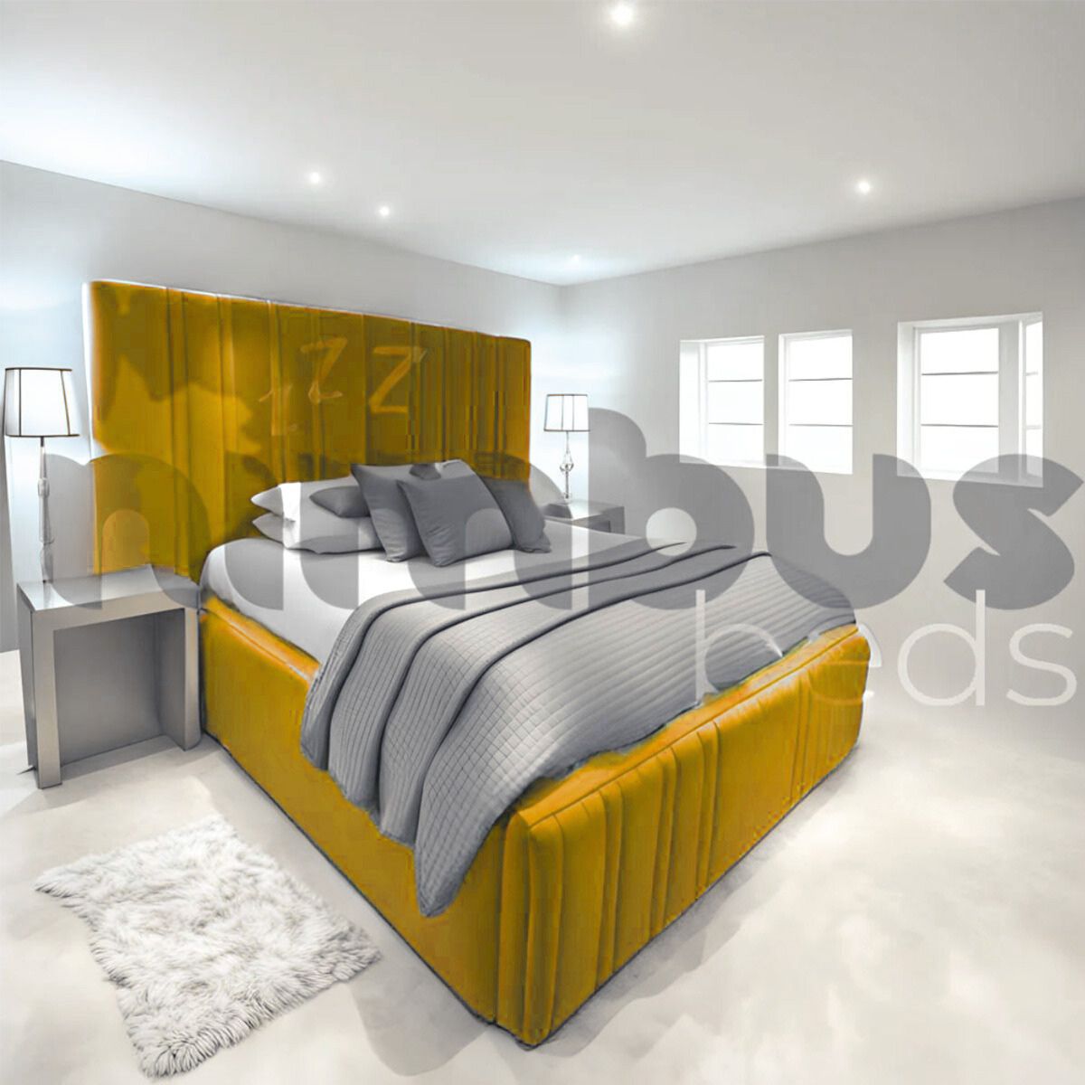 Luxury Kasia Bed Frame - Queen Size Platform Bed with Upholstered Headboard, Sturdy Metal Frame & Easy Assembly for Modern Bedroom Decor | Perfect for Master Bedrooms, Guest Rooms & Apartments