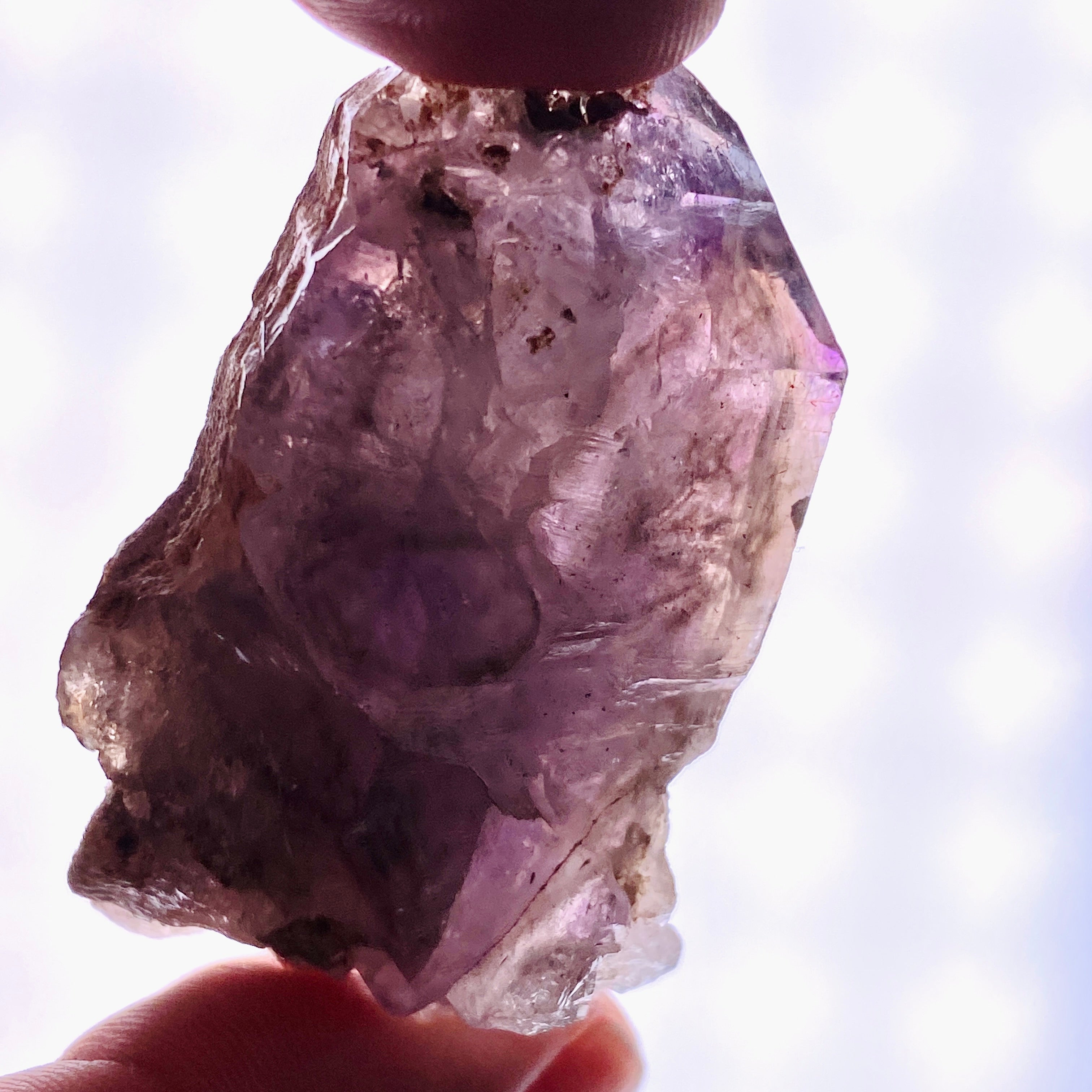 Natural Smokey Amethyst Elestial Crystal with Unique Inclusions - Similar to Super Seven & Brandberg (CR3732) - Perfect for Meditation, Energy Healing & Crystal Collection