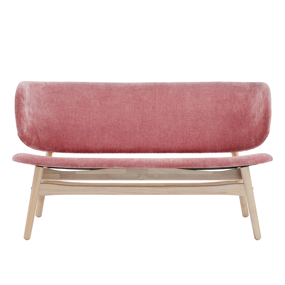 POLARA 2 Seater Lounge Chair - Modern Oak Wood Frame with Salmon Fabric - Perfect for Living Room, Patio or Office Relaxation
